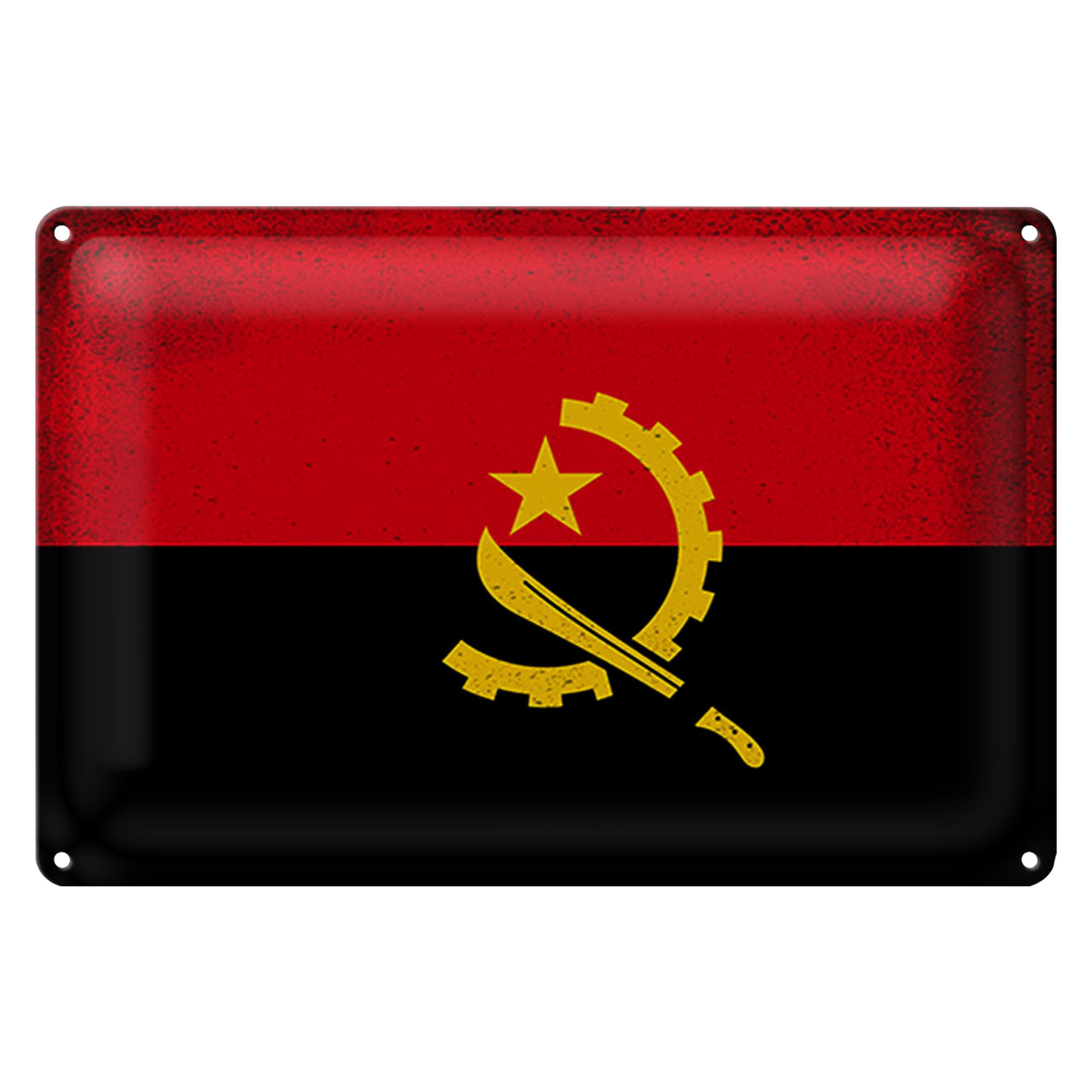 Metallschild Flagge Angola 18x12cm Flag of Angola Vintage