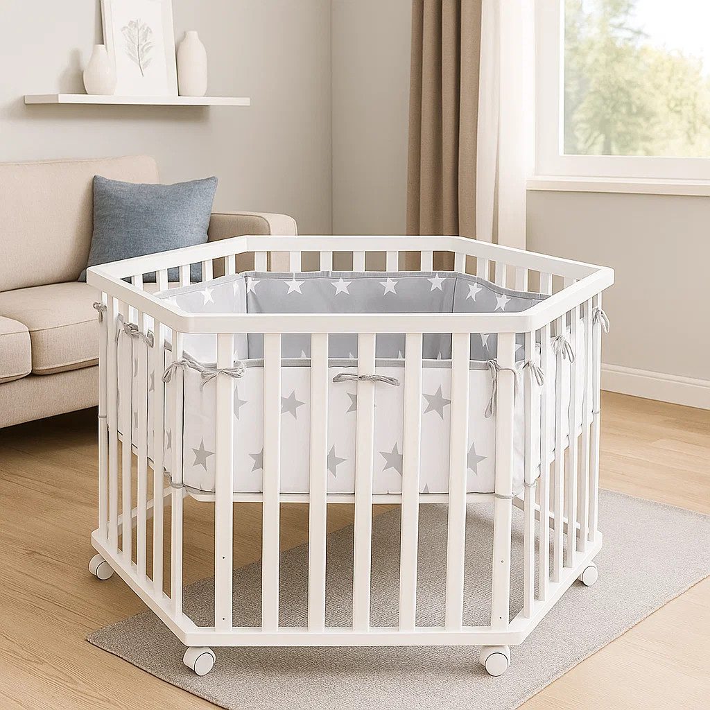 roba® Laufgitter 6-eckig, Laufstall inkl. Schutzeinlage mit Nestchen günstig online kaufen