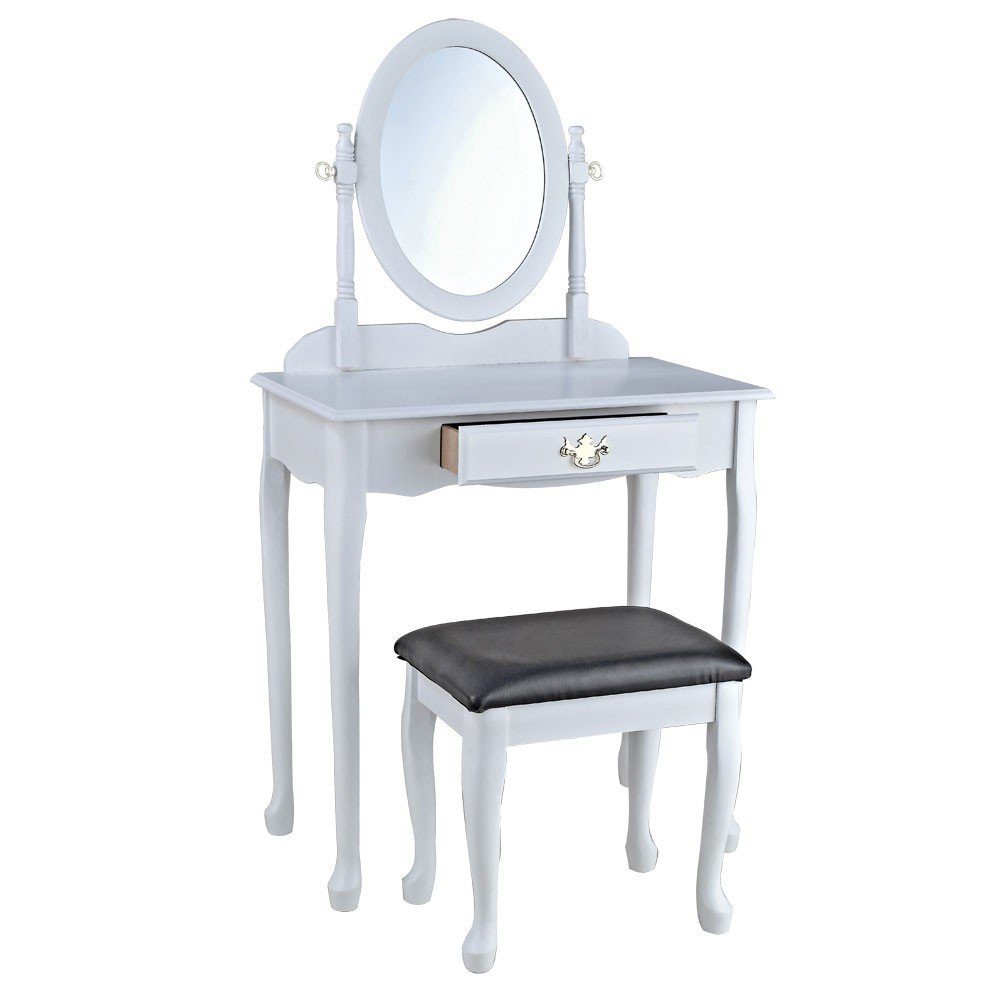 bhp Beistelltisch, Stuhl Spiegel Holz Schublade weiß oval Schminktisch schenkbar