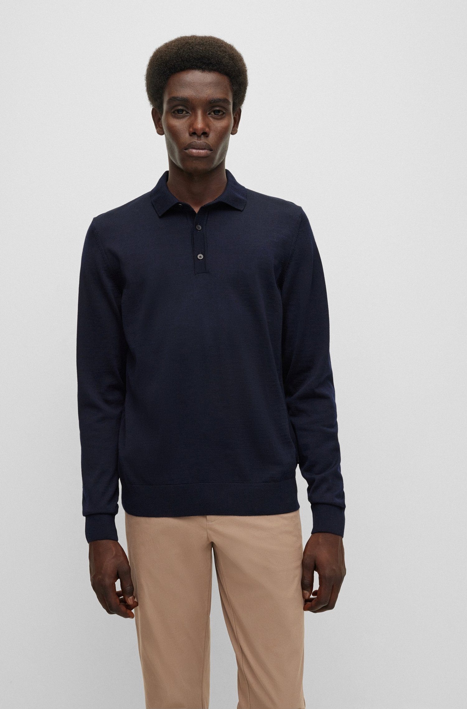 BOSS Strickpullover Lancione aus Schurwolle (1-tlg)