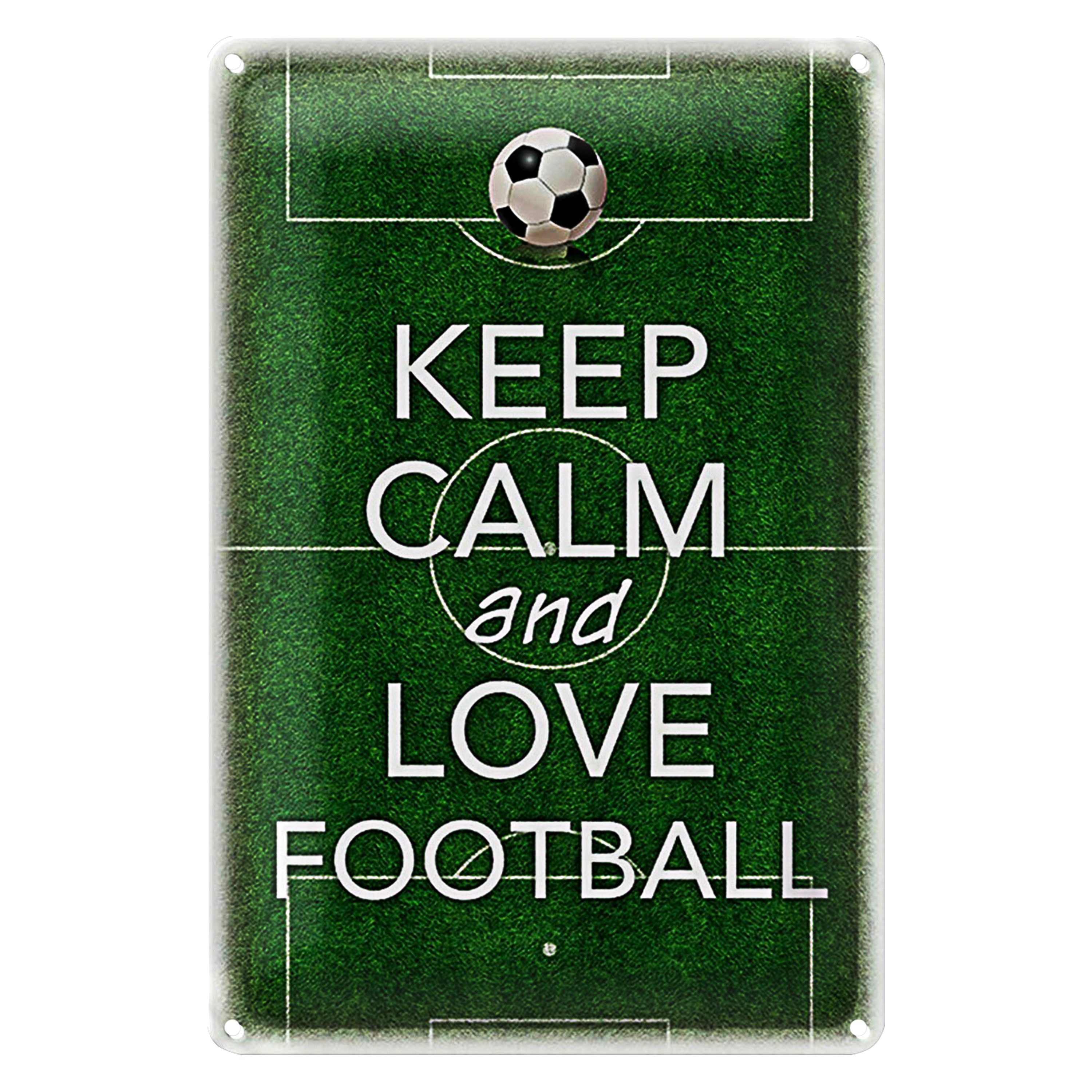 Roomando Metallschild Spruch 12x18cm Keep Calm and love Football