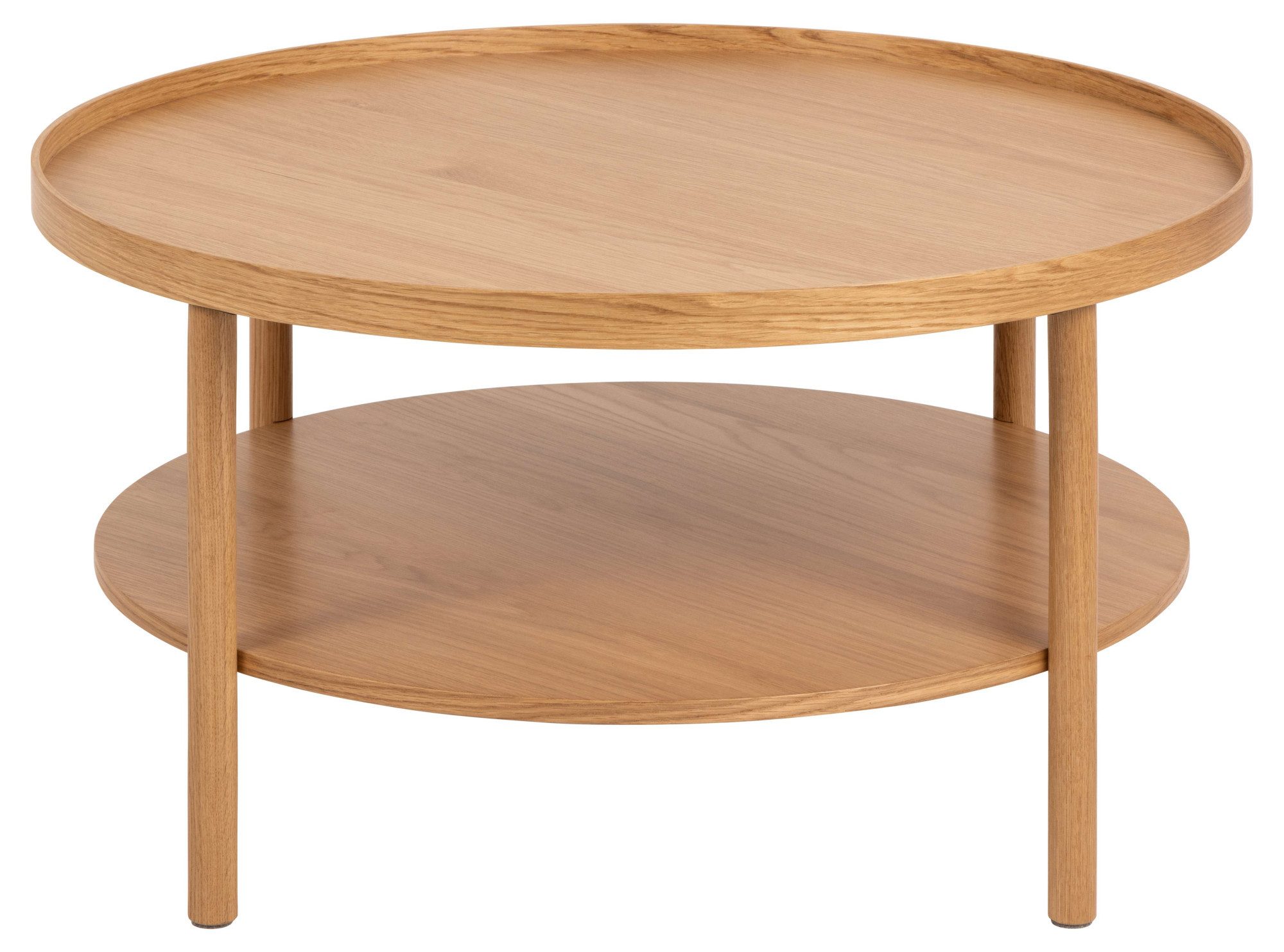 ACTONA GROUP Couchtisch Banbury, Sofatisch, Wohnzimmertisch (80x80x42cm), 2 Ebenen, Eichenfurnier, runde Form, FSC™