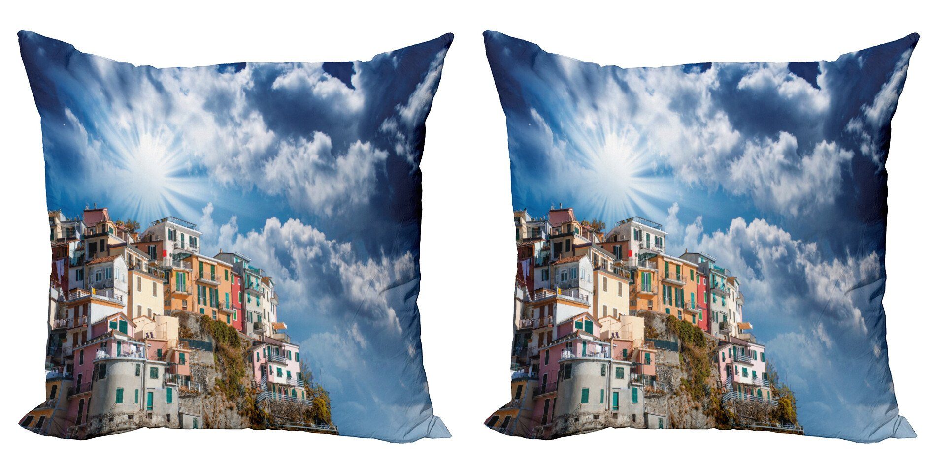 Kissenbezüge Modern Accent Doppelseitiger Digitaldruck, Abakuhaus (2 Stück), Vernazza Sky View Häuser