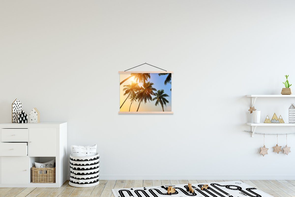 MuchoWow Poster Palme - Sonne - Sommer - Tropisch, (1 St), Posterleiste, Textilposter für Wohnzimmer, Bilderleiste, Magnetisch
