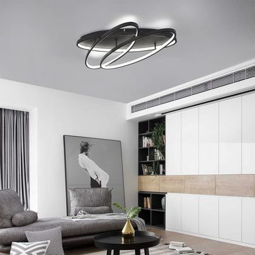 Nettlife LED Deckenleuchte Schwarz Dimmbar mit Fernbedienung Moderne 76W, LED fest integriert, Warmweiß Neutralweiß Kaltweiß, für Wohnzimmer Arbeitszimmer Flur Küche Büro