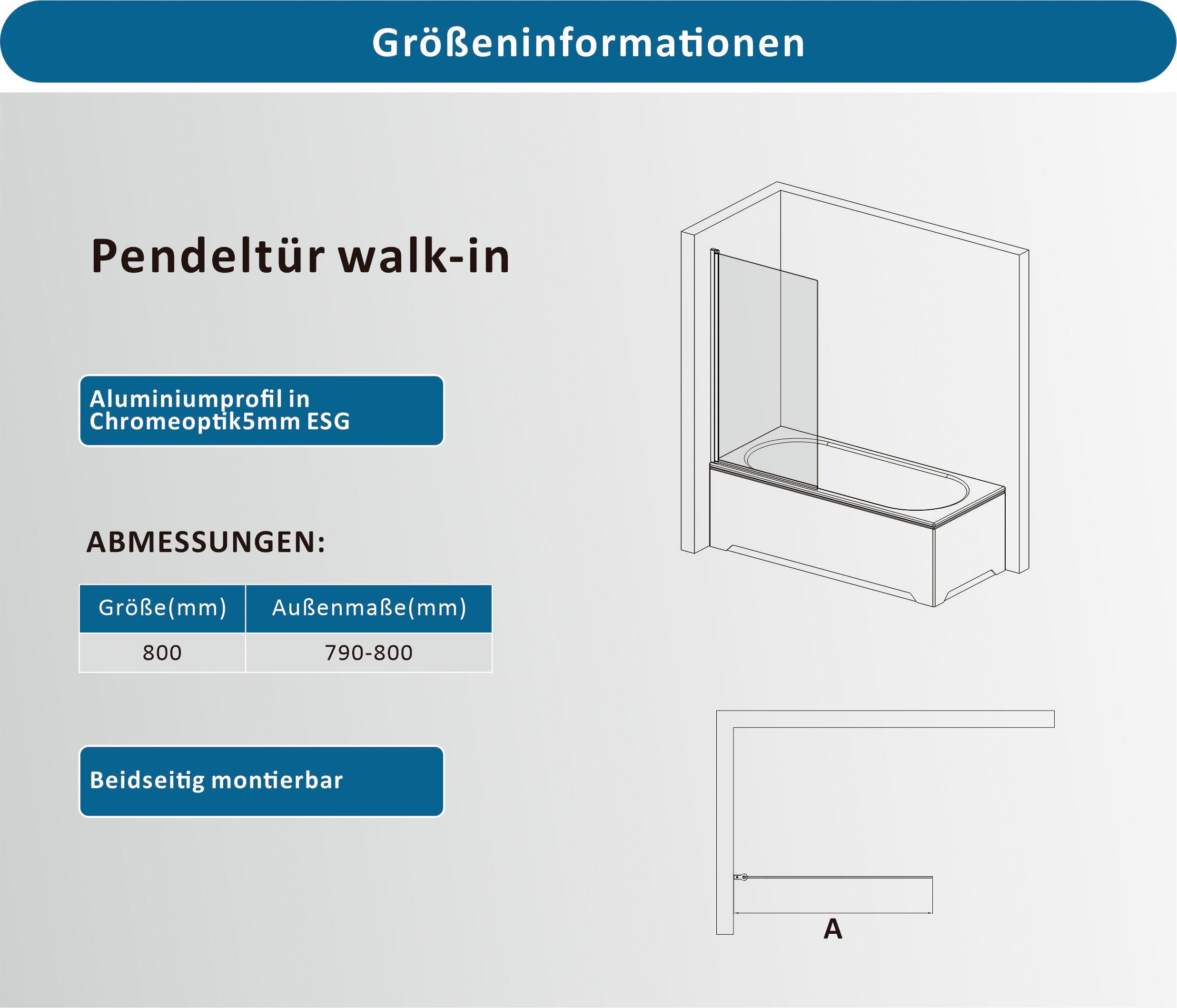 welltime Badewannenaufsatz Nassau Single, Sicherheitsglas