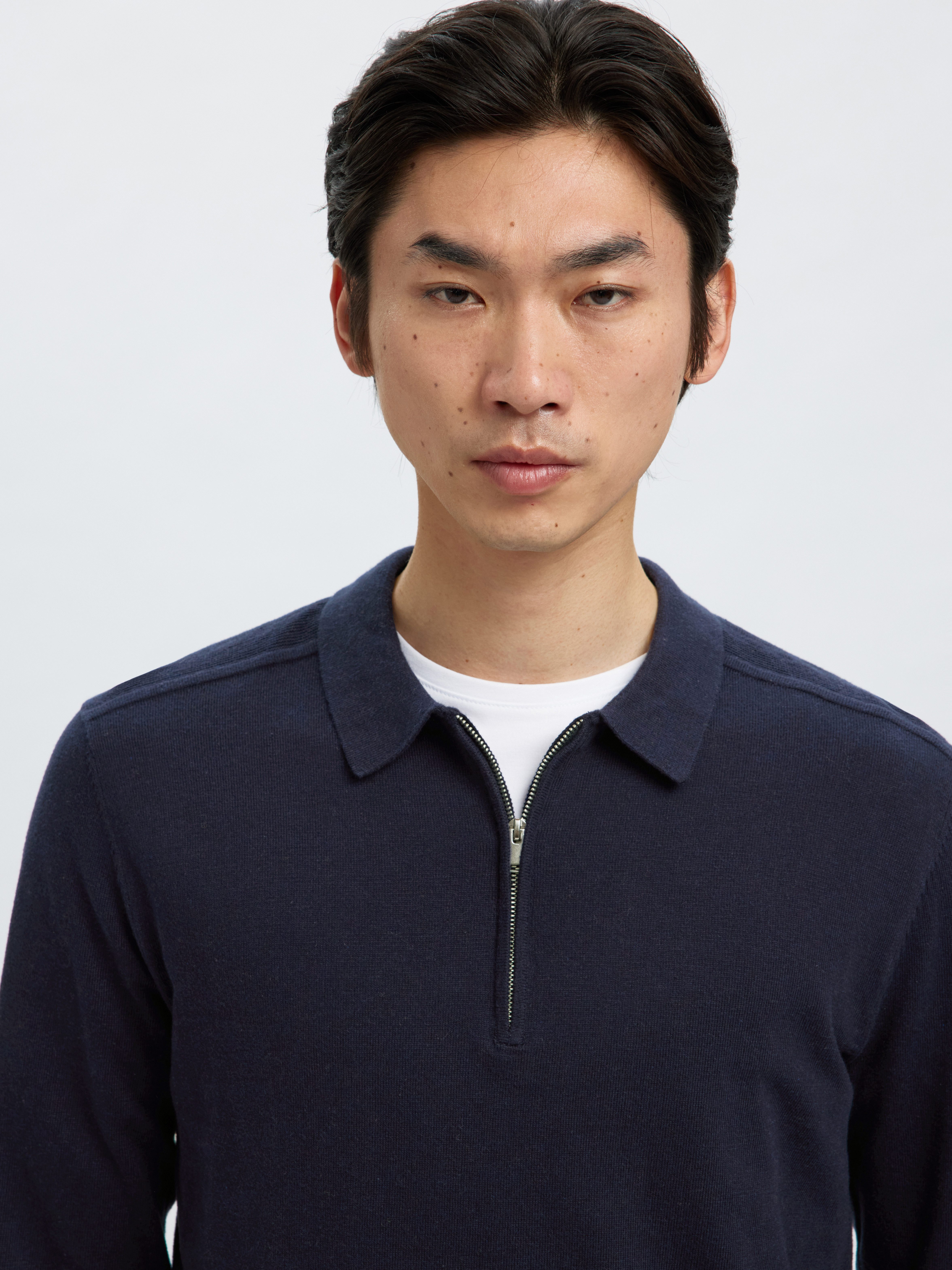 Selected Polokragenpullover SLHBERG LS HALF ZIP POLO NOOS