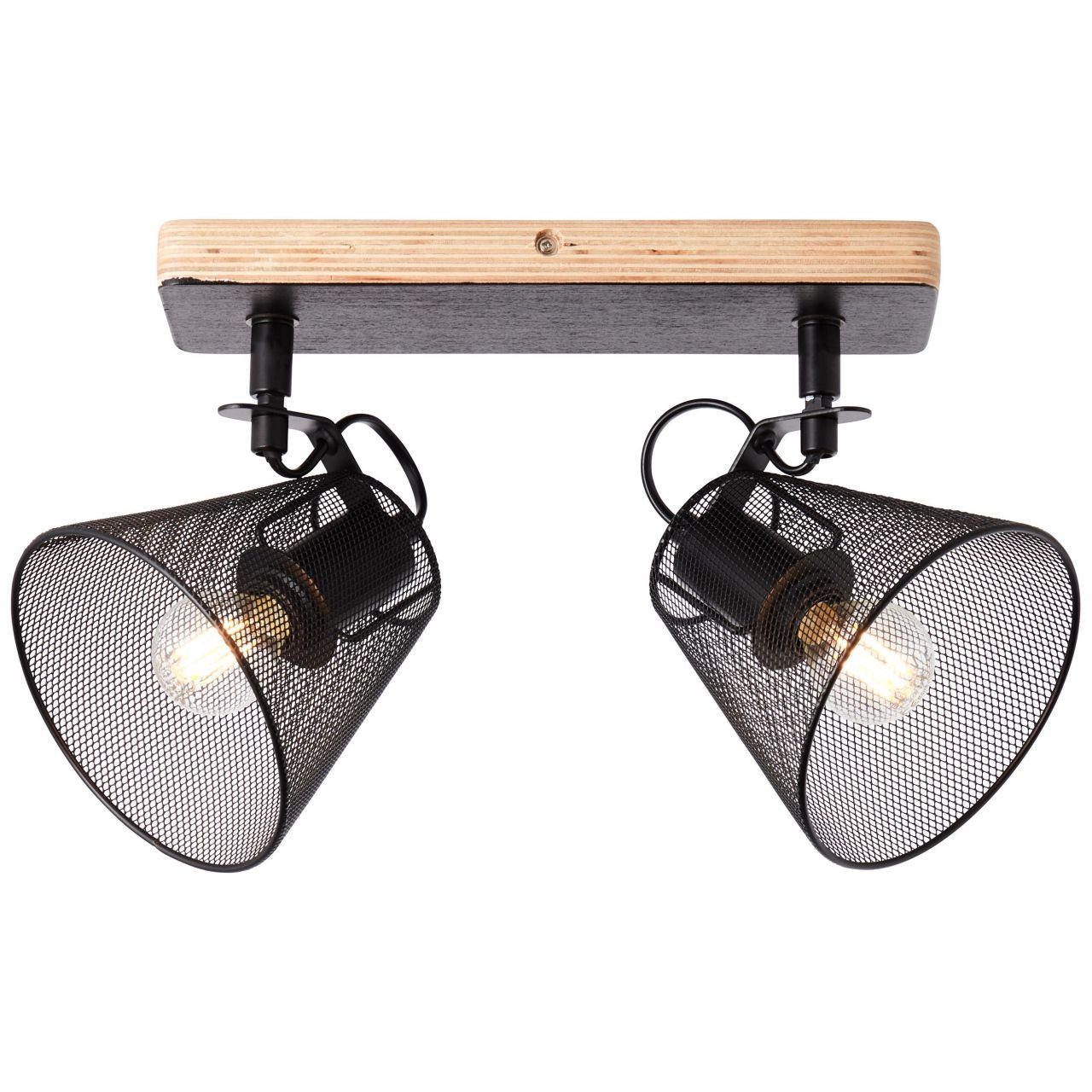 Brilliant Deckenleuchte Whole, Lampe, Whole Spotbalken 2flg schwarz/holzfarbend, Metall/Holz, 2x D45