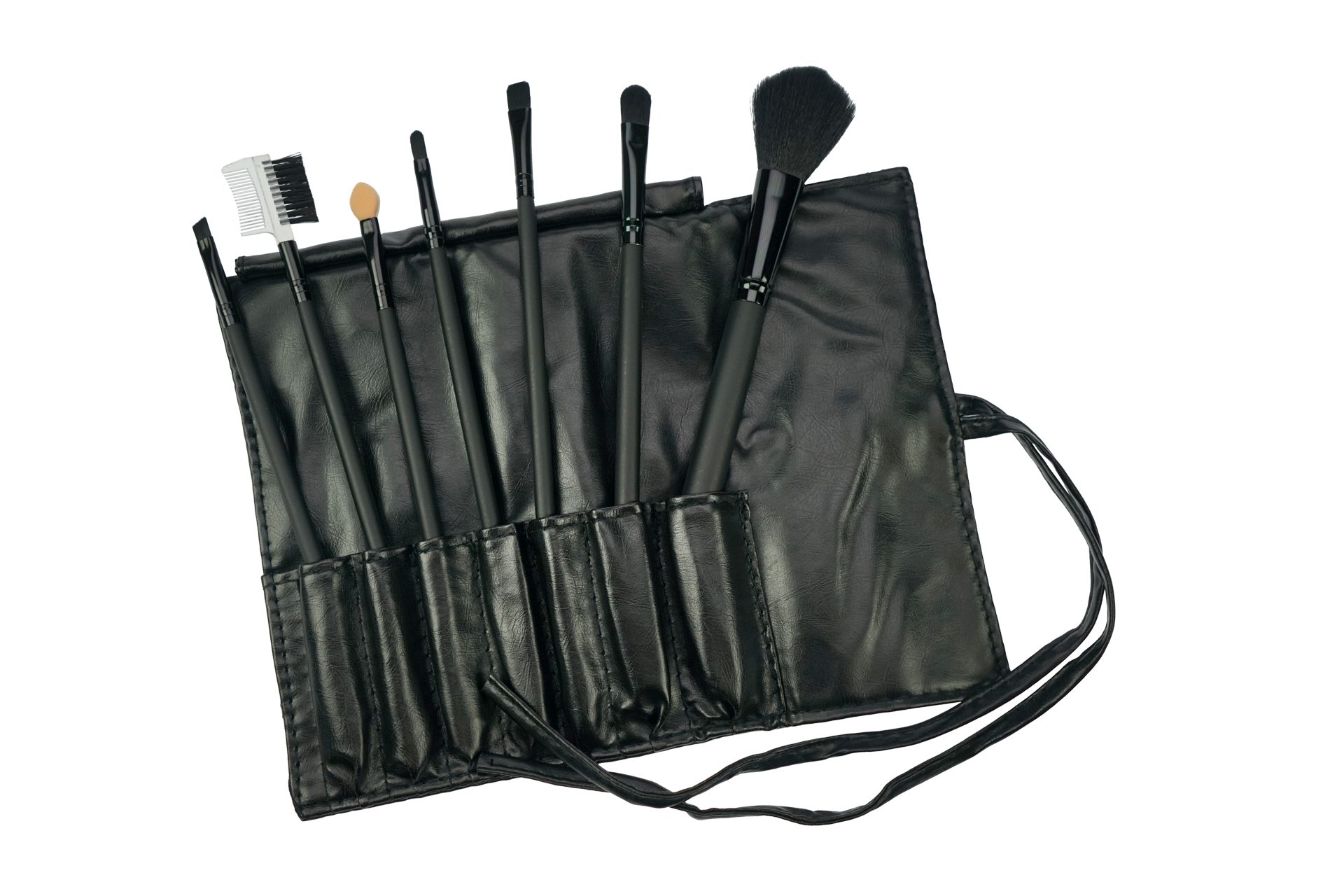 Fantasia Beauty Kosmetikpinsel-Set Кисточки-Set, 7-teilig, schwarz mit Synthetik-Haar in Rolle, 1 tlg., Synthetikhaar, Vegan