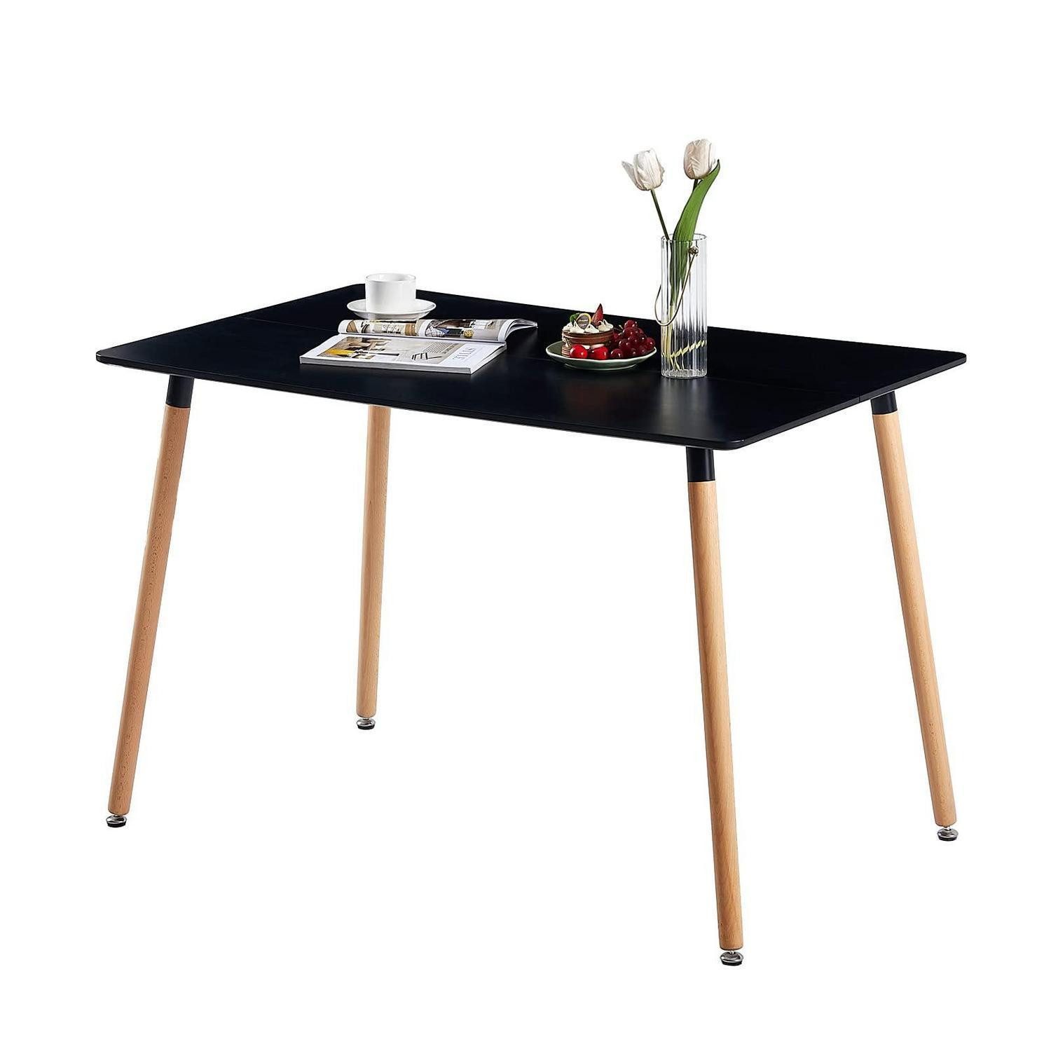 LuxusKollektion Esstisch Esstisch rechteckig skandinavisch 110x70 cm schwarz für 2-4 Personen (1-St)