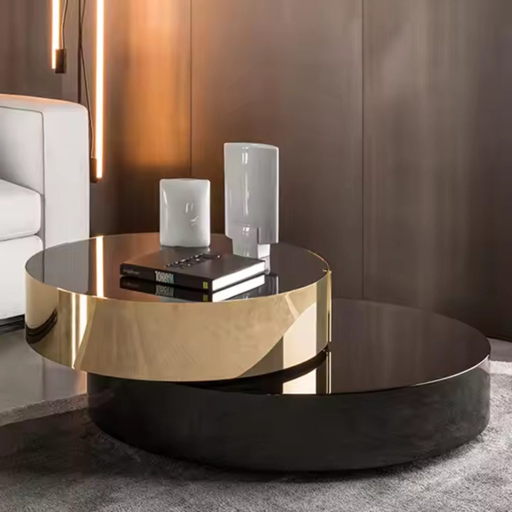 alesvelt Couchtisch edler Beistelltisch 2er Set 100cm 360 Grad Rotation gol günstig online kaufen