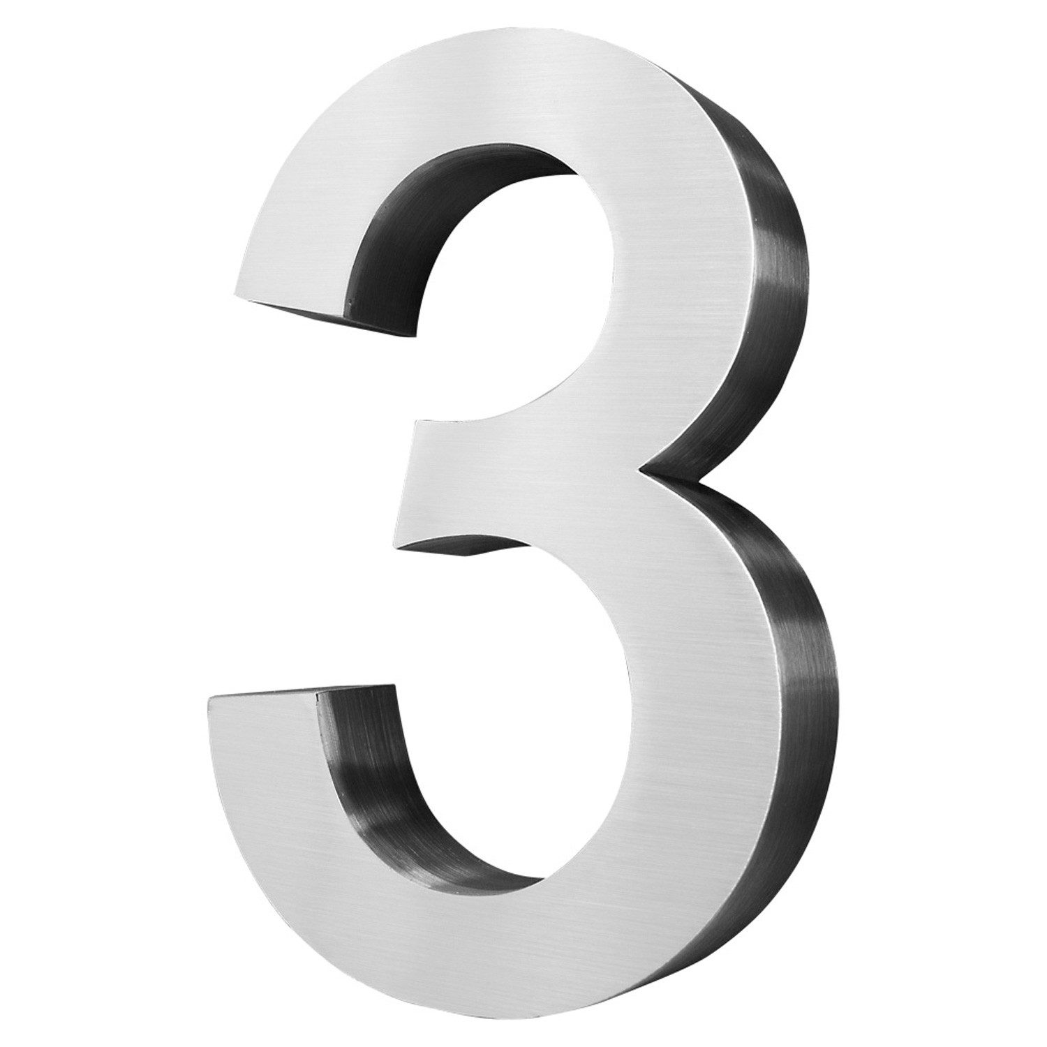 V2Aox Hausnummer Edelstahl Hausnummer 20 cm Hausnummernschild Hausnummer 3 Schild 3D