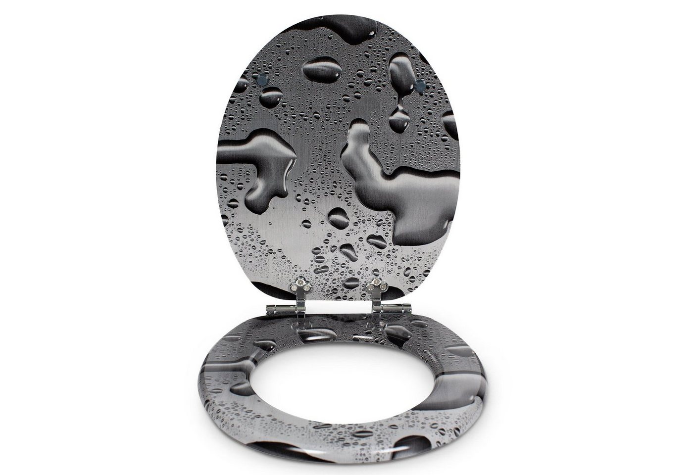 Thumbnail - Sanfino WC-Sitz "Grey Splash" Premium Toilettendeckel mit Absenkautomatik aus Holz, mit schönem Wasser-Motiv, hohem Sitz...
