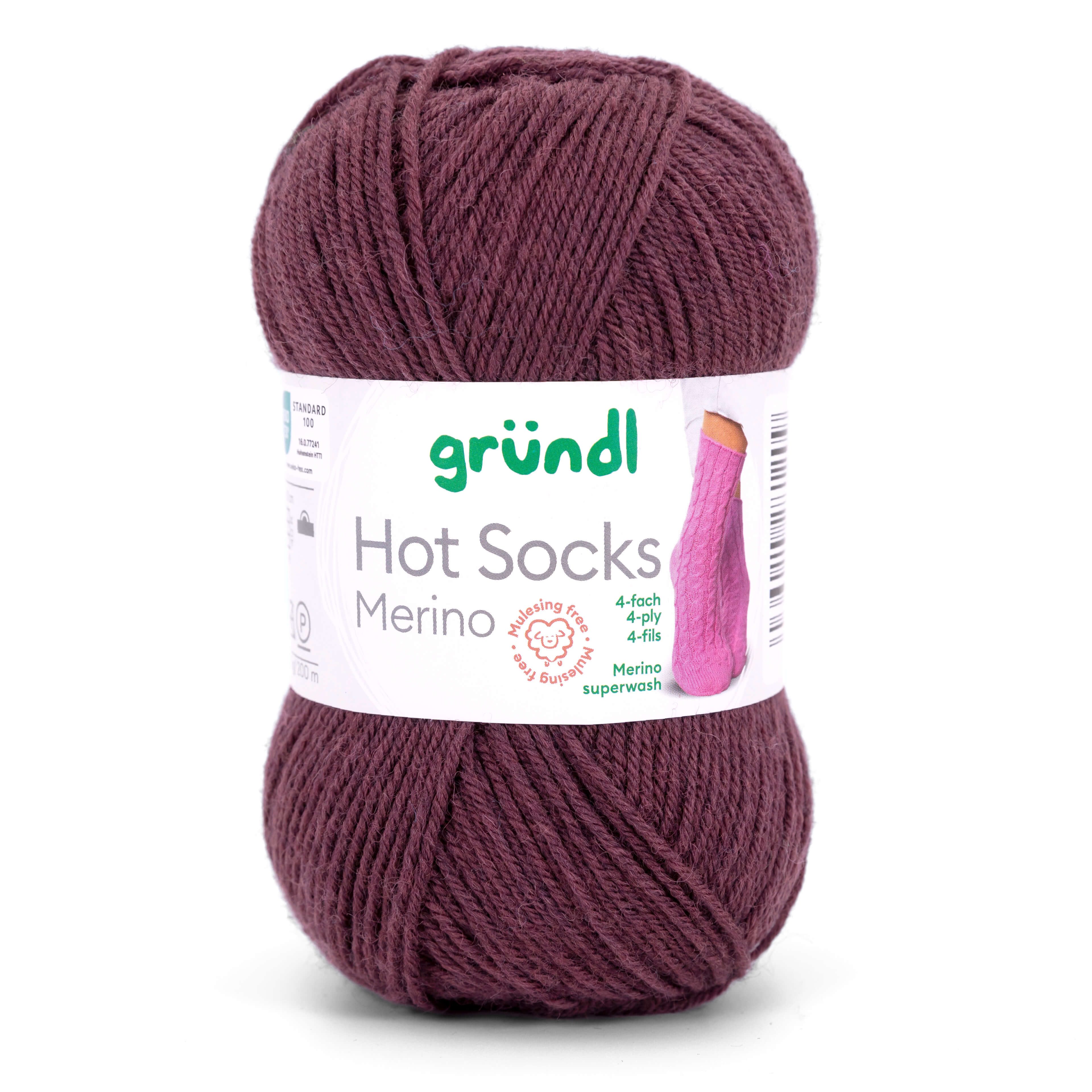 Gründl Hot Socks Merino Sockenwolle 4fädig einfarbig Häkelwolle, 210,00 m (50g Sockengarn 4fach uni, Strumpfwolle 4-fädig / 4-fach mit Merinowolle), 75% Wolle, 25% Polymaid