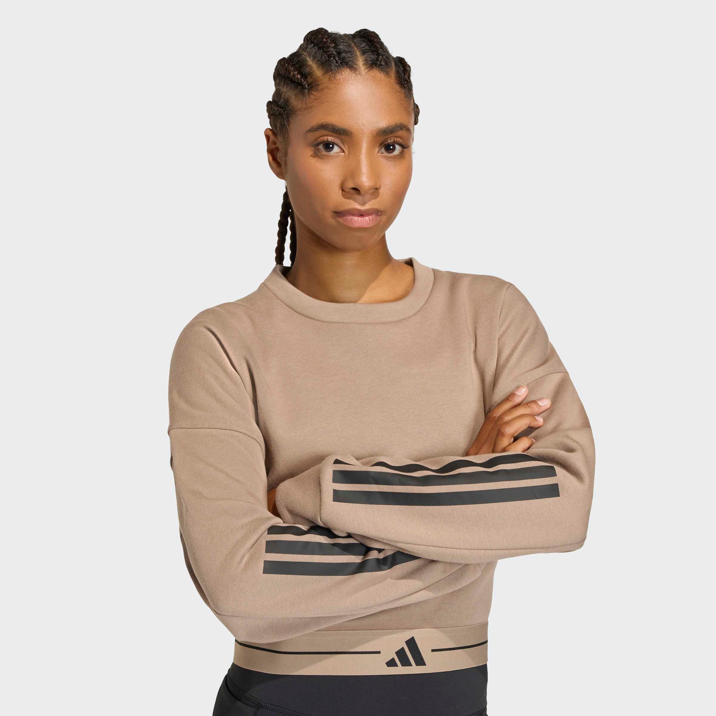 adidas Performance Sweatshirt HYPERGLAM MIT 3-STREIFEN UND RUNDHALSAUSSCHNITT
