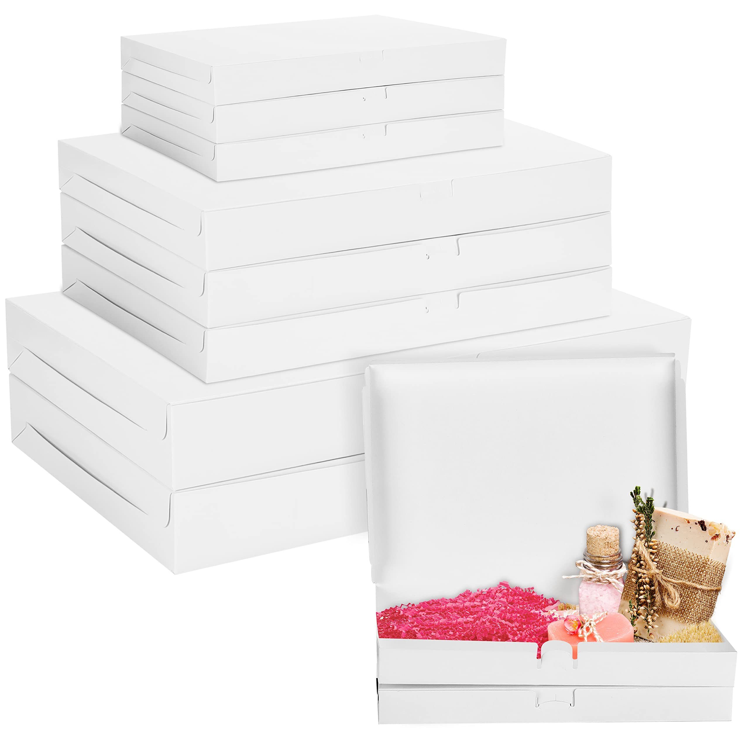 Belle Vous Geschenkbox 10er Pack Karton Geschenkboxen Weiß - Klein, Mittel & Groß, 10 Stück Karton Geschenkboxen Set Weiß - Klein, Mittel & Groß