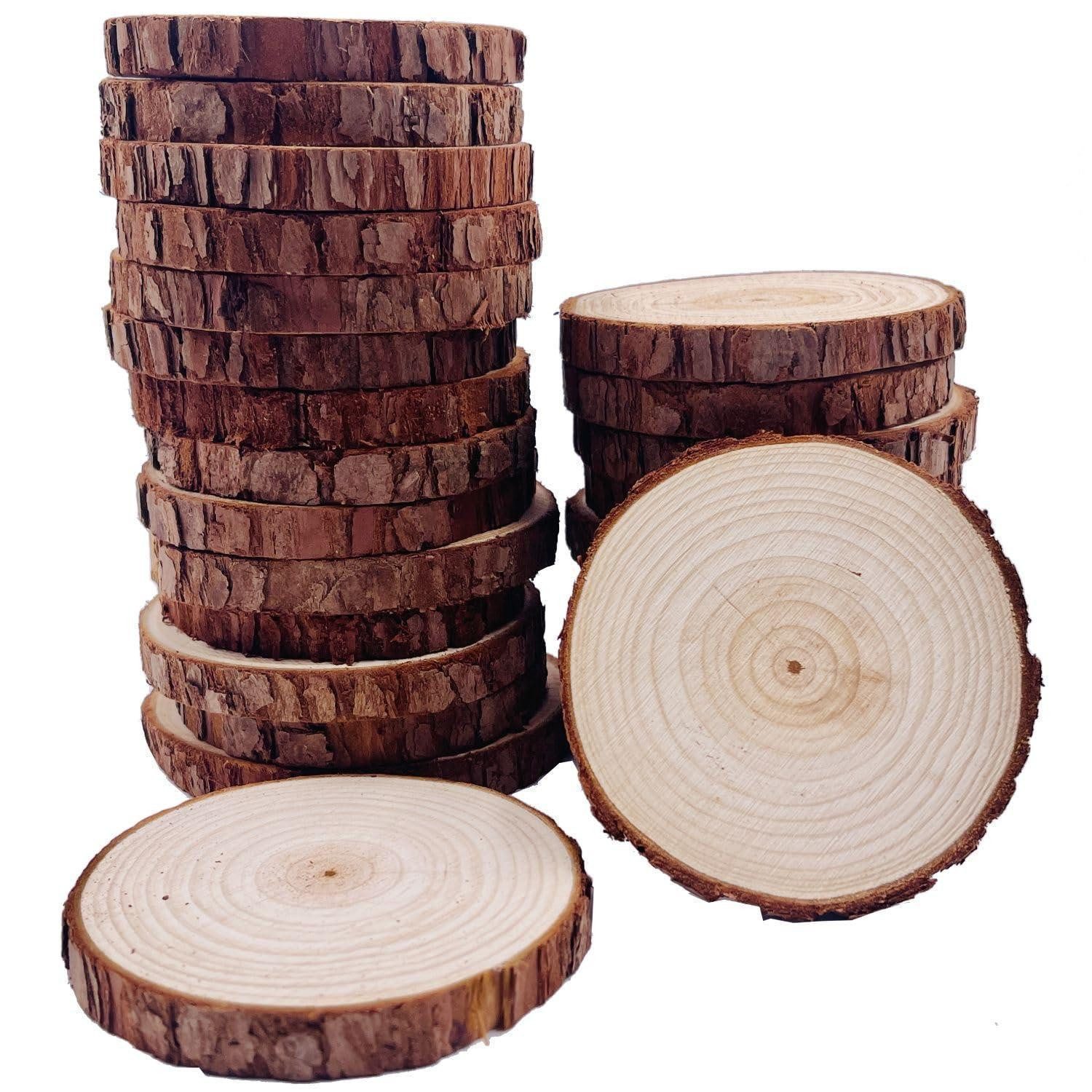 LuxusKollektion Kreativset Holzscheiben Bastelset 25Stk 8-9cm mit Rinde