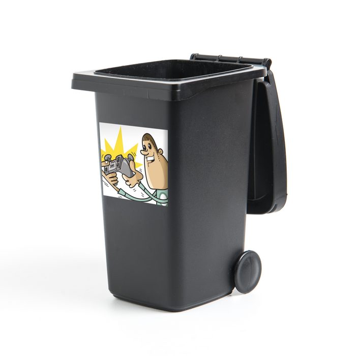 MuchoWow Wandsticker Gamer - Controller - Stuhl - Illustration (1 St) Mülleimer-aufkleber Mülltonne Sticker Container Abfalbehälter