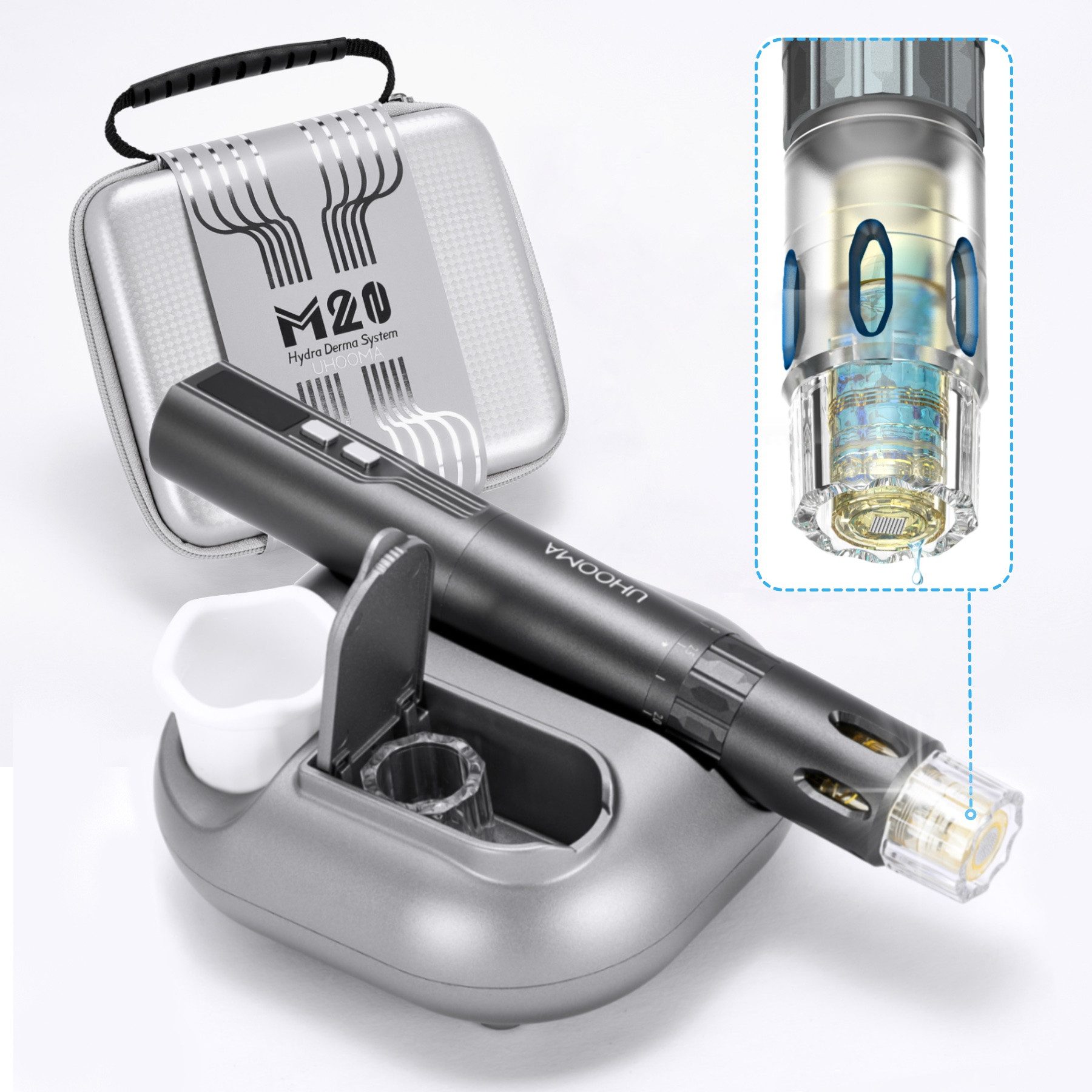 P-Beauty Cosmetic Accessories Dermaroller Dermapen M20 Hydra Microneedling Anti-Aging Anti Falten Gerät Nadeln, Akne, Falten, Mitesser, Verstopfte Poren