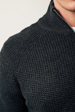 Next Troyer Strukturierter Pullover mit RV-Kragen (1-tlg)