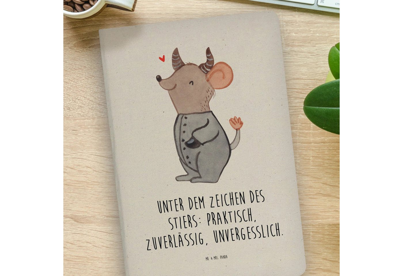 Thumbnail - Mr. & Mrs. Panda Notizbuch Stier Astrologie - Transparent - Geschenk, Stoff Notizbuch A4, DIN A4 Mr. & Mrs. Panda, Kreat...