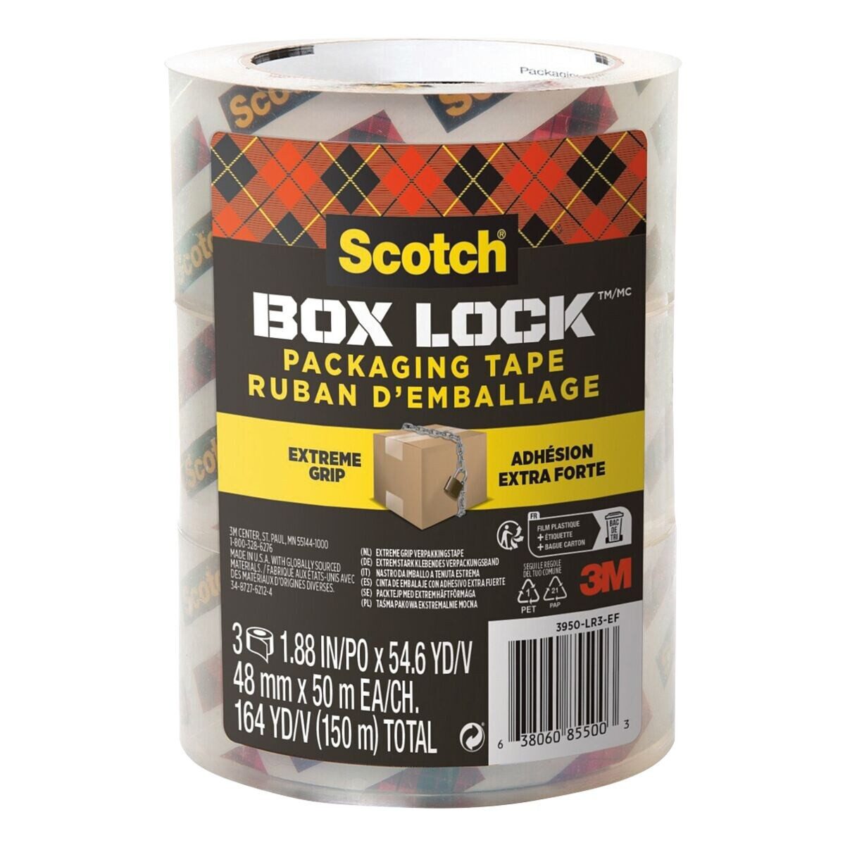 SCOTCH Klebeband Box Lock (3-St) 48 mm x 50 m Packband