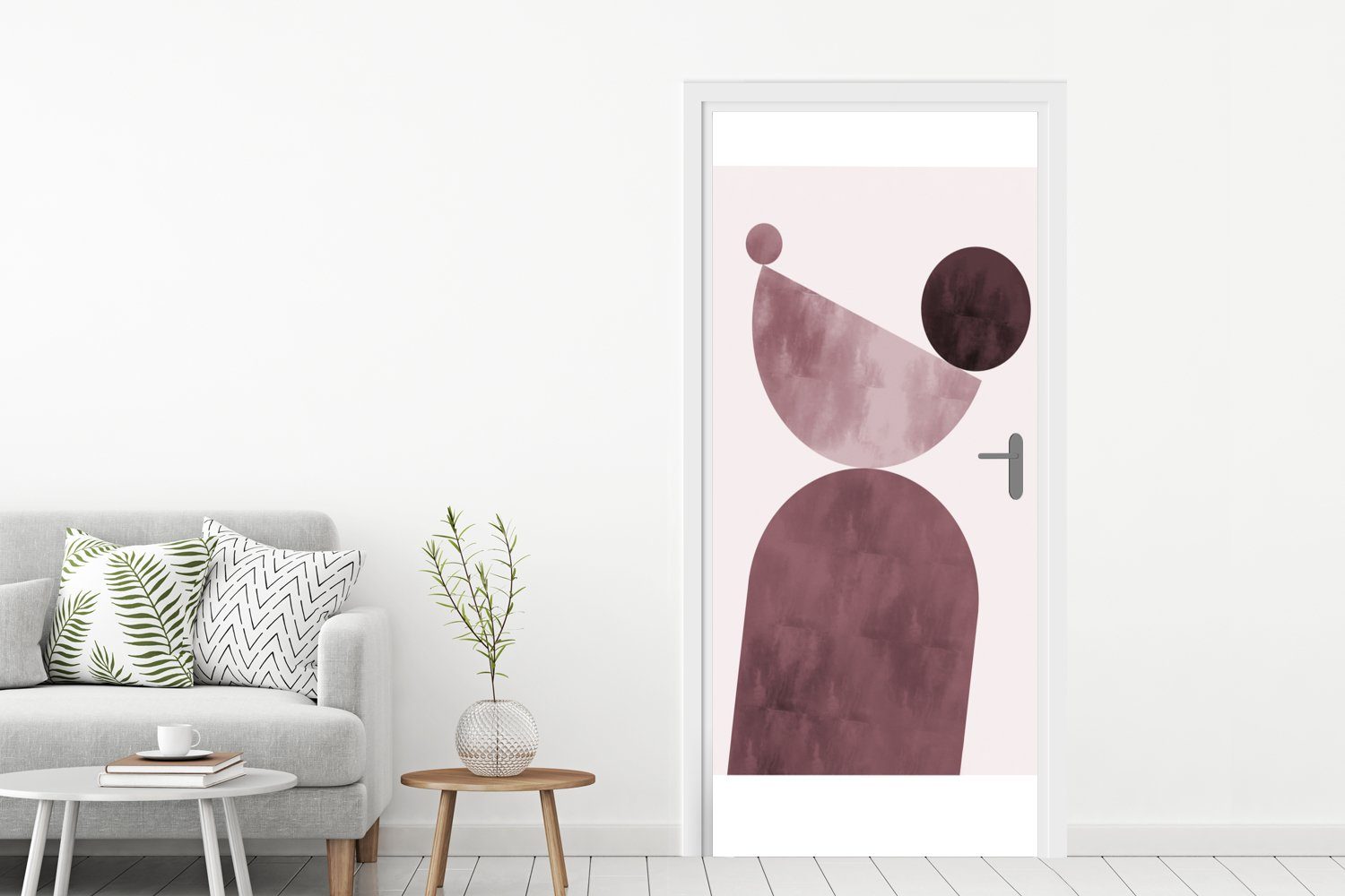 Türaufkleber, Pastell bedruckt, Fototapete - cm - Tür, Abstrakt St), Formen Türtapete 75x205 - MuchoWow Matt, für Rosa, (1