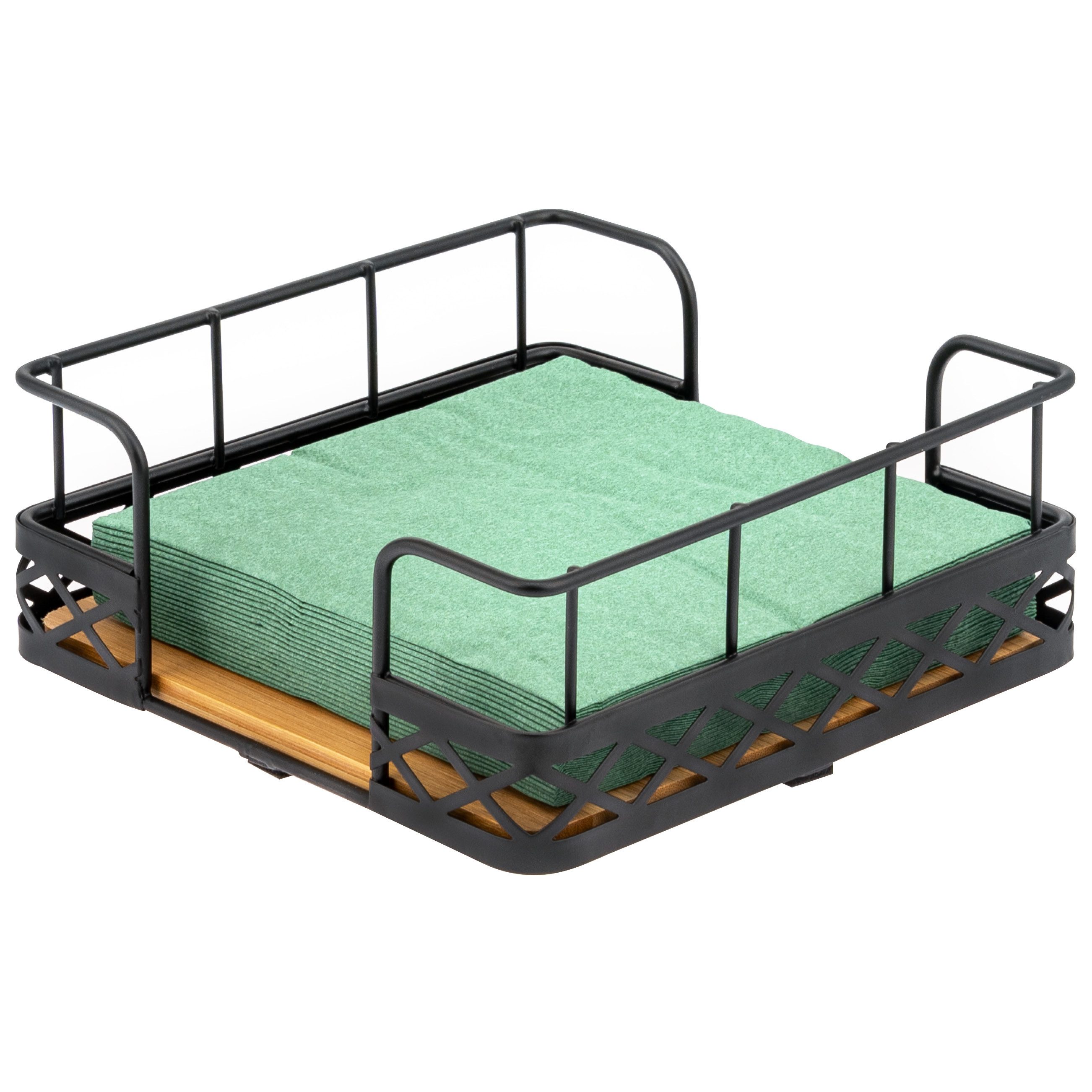 bremermann Serviettenhalter Serviettenhalter für 33x33 Servietten, aus Bambus mit Metallrand, Bambus, Metall, (1-tlg)