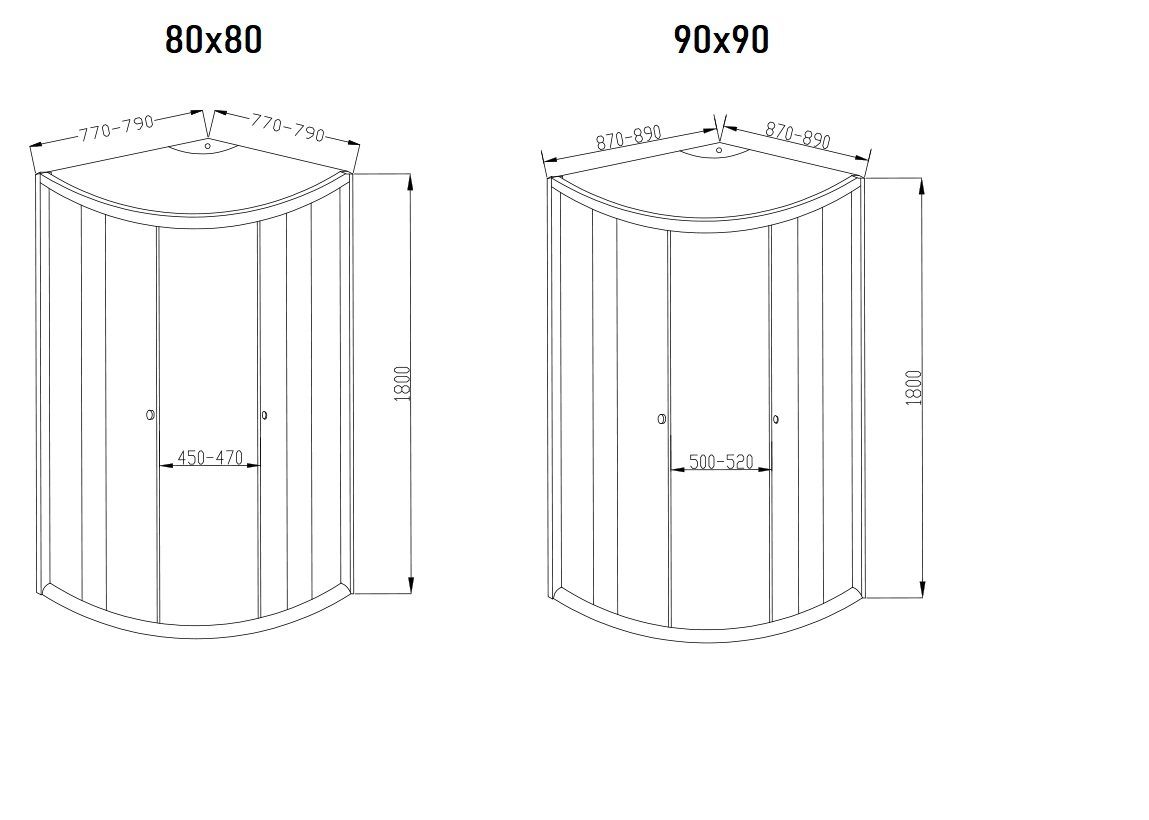 KOLMAN Komplettdusche Vitoria Halbrund Duschkabine mit Duschwanne, BxT: 80x80 cm, Sicherheitsglas, 180 cm, Transparentes Glas, Ablaufgarnitur Gratis