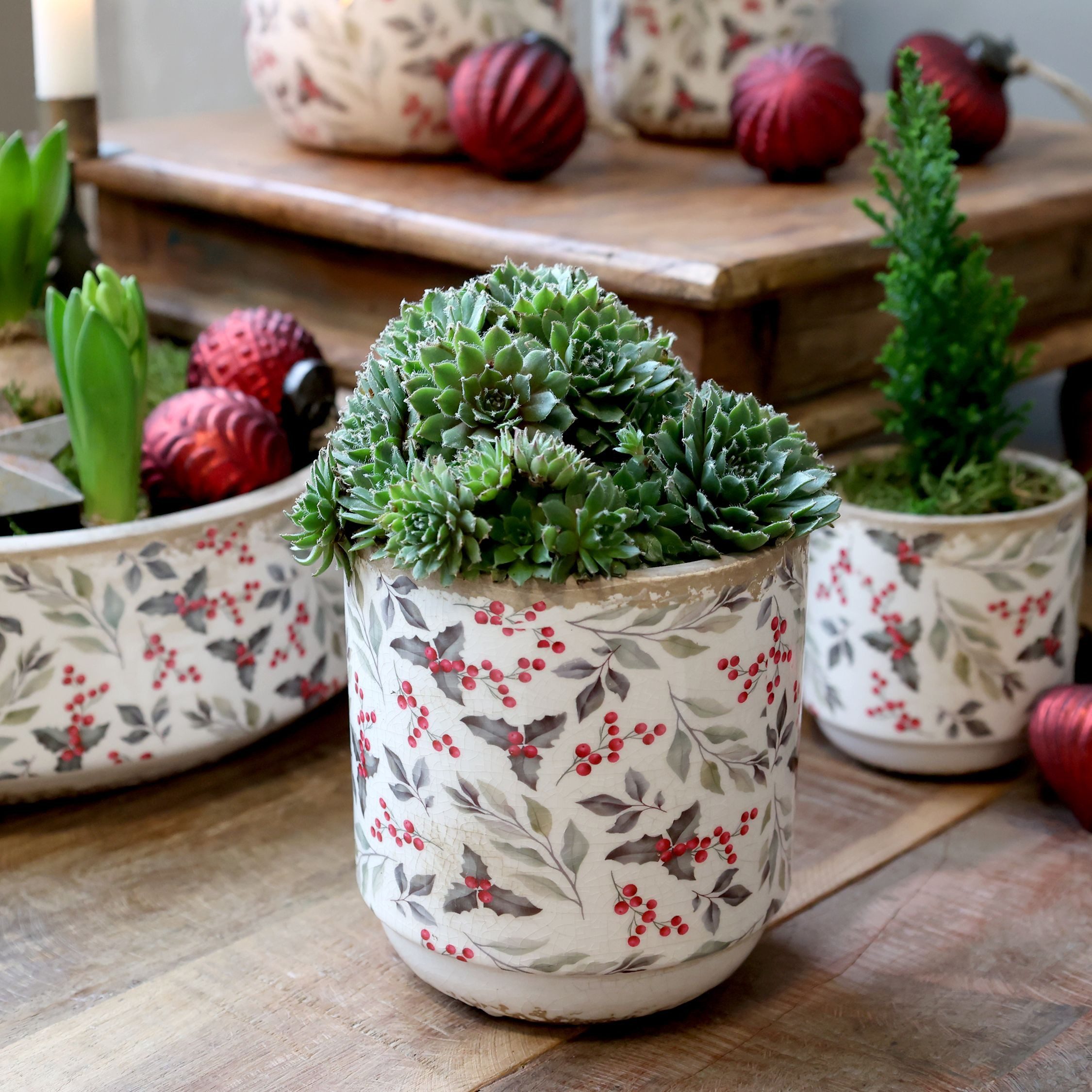 Chic Antique Übertopf Übertopf mit Blättern und Beeren Motiv, H13,5/D13 cm günstig online kaufen