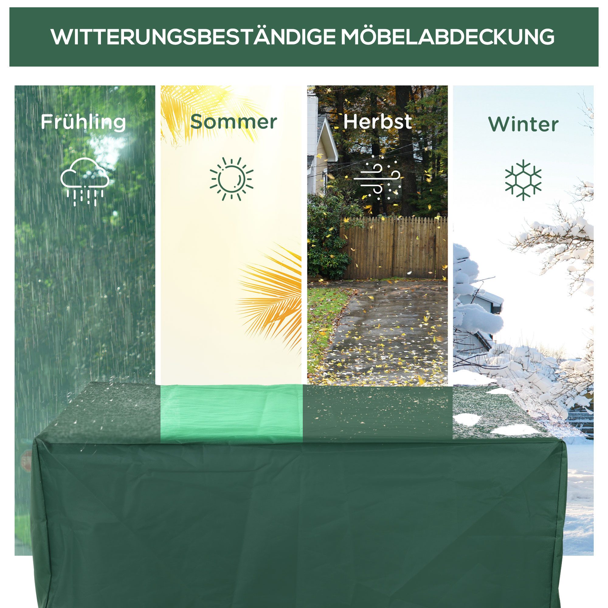 MC Star Gartenmöbel-Schutzhülle Schutzhülle Abdeckung für Gartenmöbel 600D-Oxford Grün 135x135x75 cm (wasserfest & UV-beständig)