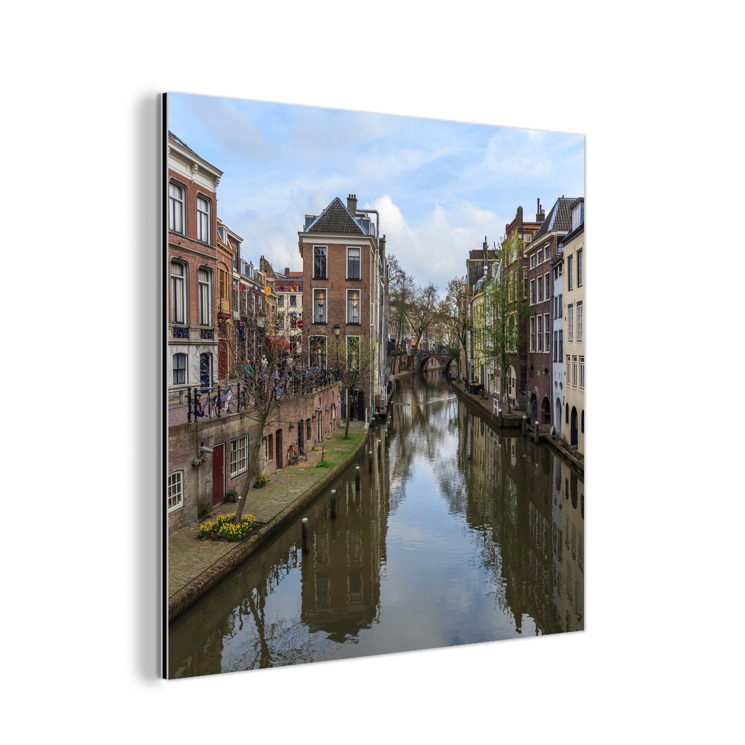 MuchoWow Metallbild Architektur - Utrecht - Kanal, (1 St), Alu-Dibond-Druck, Gemälde aus Metall, Aluminium deko
