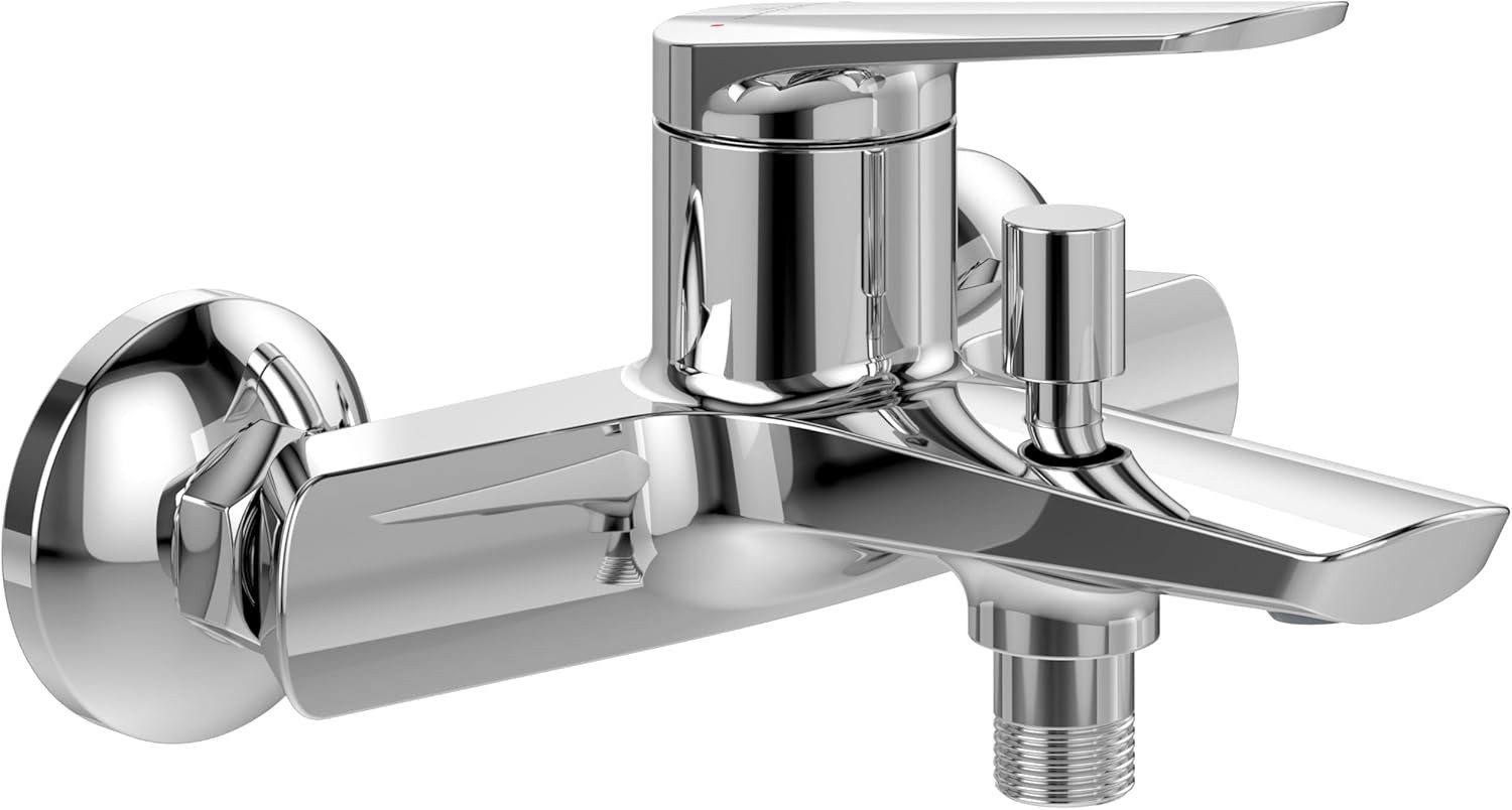 Villeroy & Boch Wannenarmatur Oasis Badewannenarmaturen-Set Armatur, Handbrause, Handbrauseschlauch & Handbrausehalter, Chrom