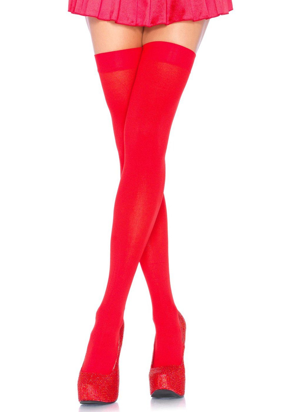 Leg Avenue Strapsstrümpfe Straps-Strümpfe - rot (1-Paar) transparent