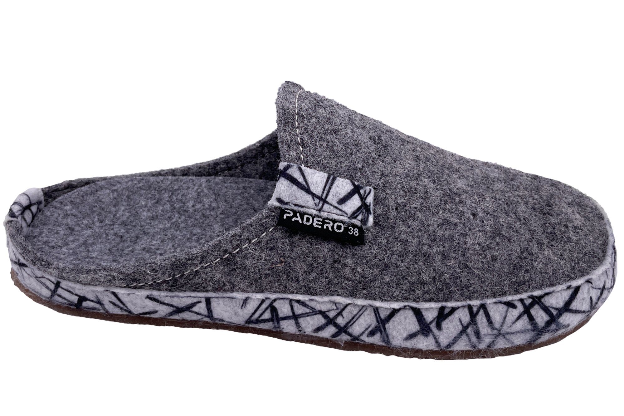 PADERO TONI-Striped Pantoffel Wollfilz Hausschuh