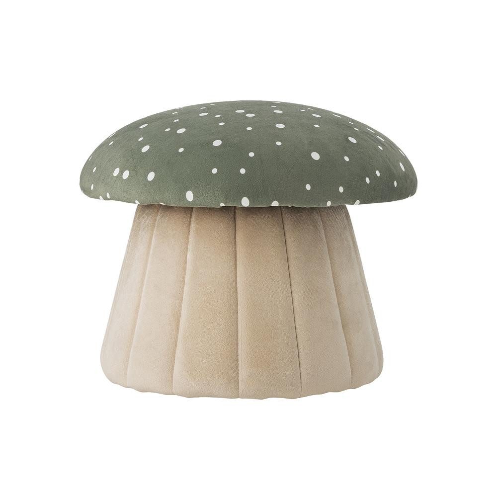 Bloomingville Pouf Lue, Kompakt, Materialmix, PU-Füllung, Ø 37 cm, Grüne Optik