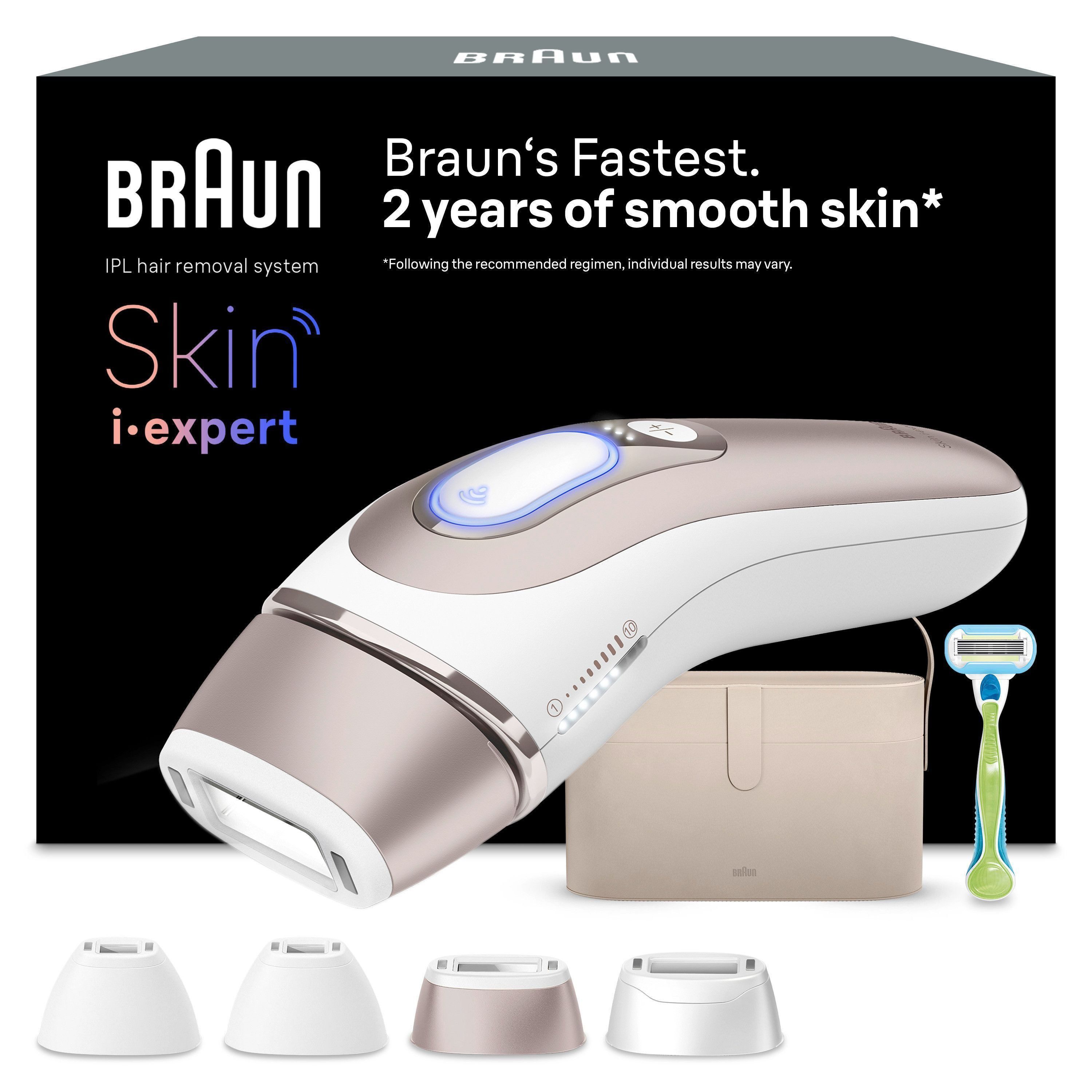 Braun IPL-Haarentferner Smart IPL Skin i·expert PL7387, 4 Aufsätze, Haarentfernung für zu Hause, Gratis App, Aufbewahrungstasche