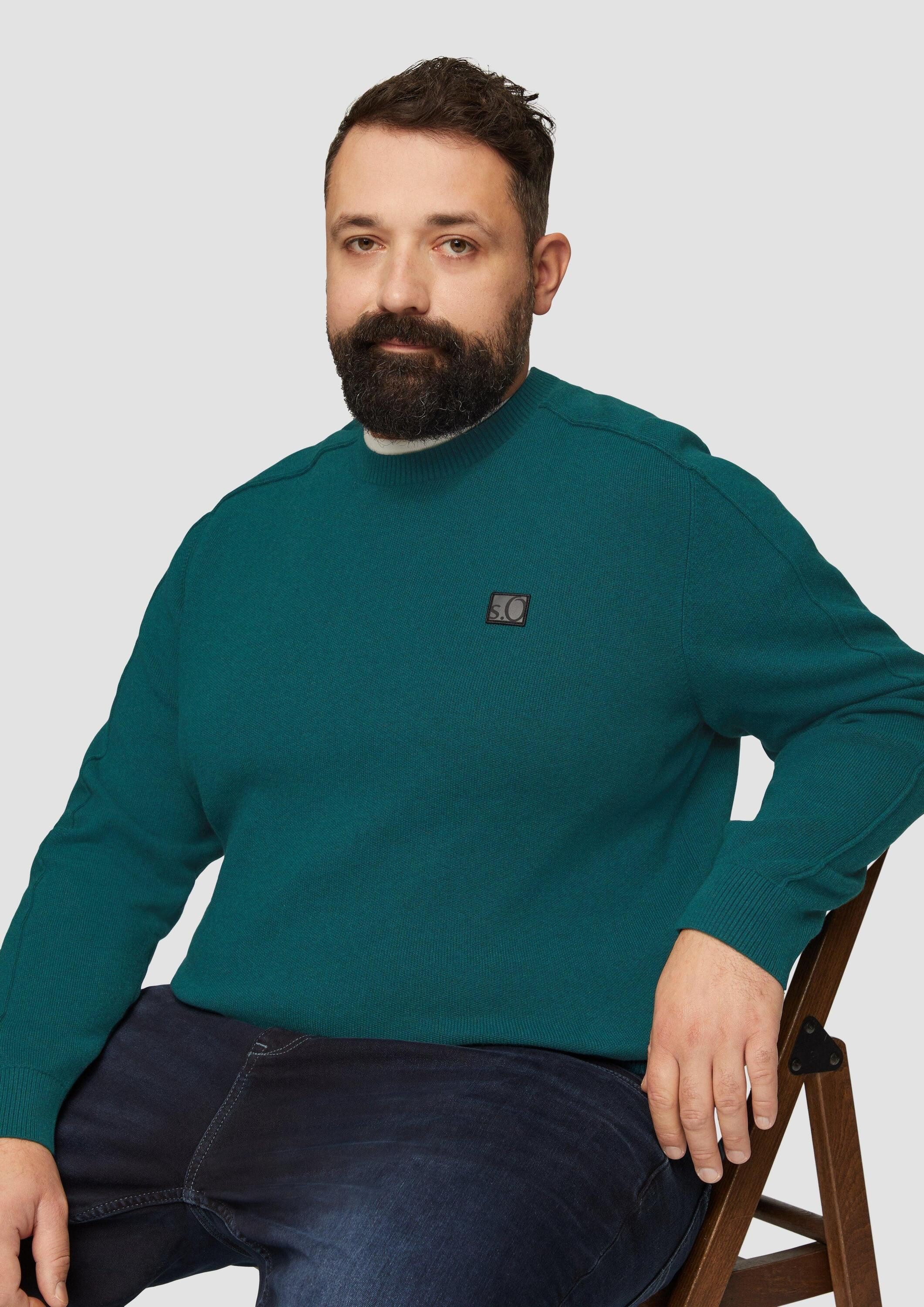 s.Oliver Longpullover Strickpullover Strickpullover mit Nahtdetails und Logo