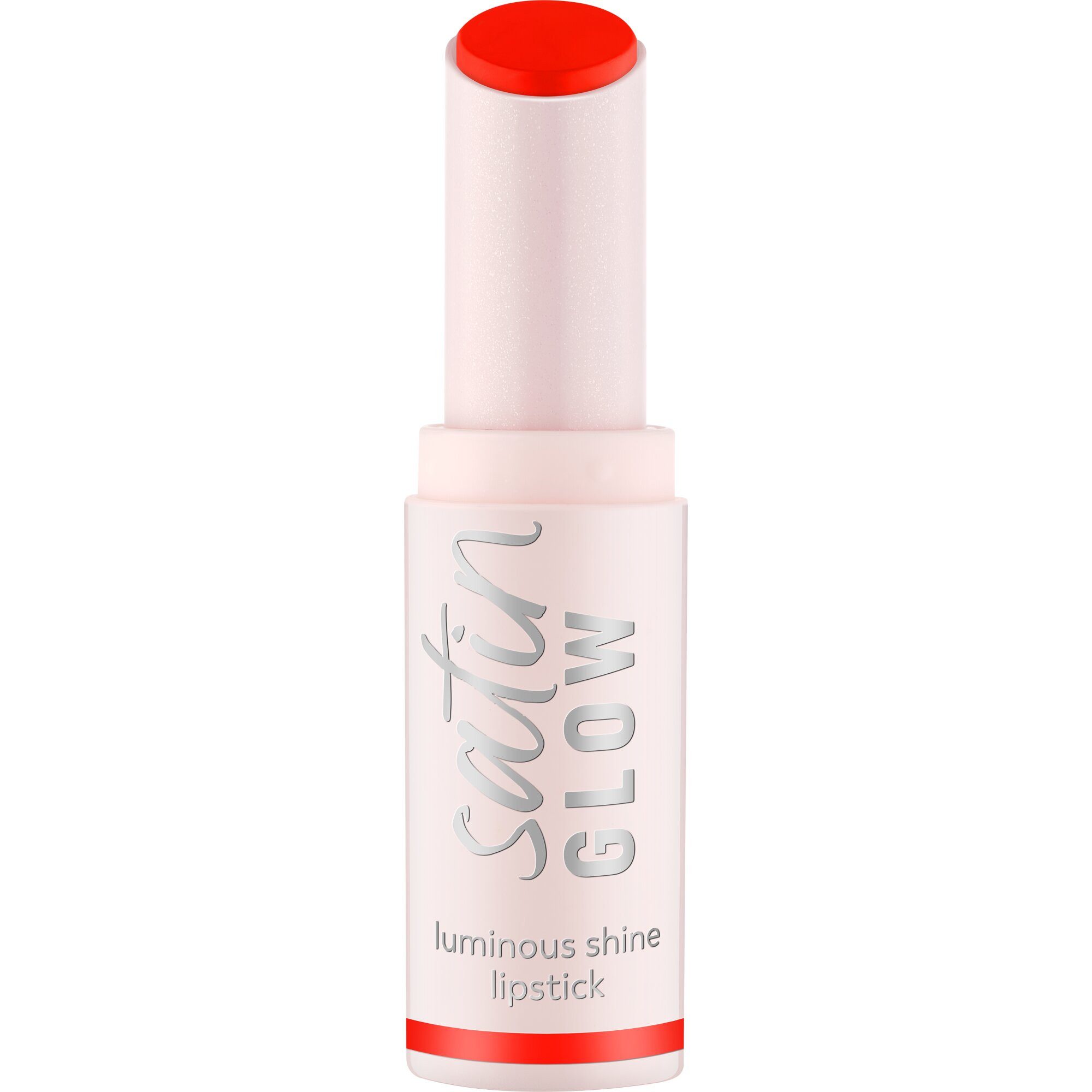 Essence Lippenstift SATIN GLOW LUMINOUS SHINE LIPSTICK, 3-tlg., Satin-Finish, langanhaltend, Farbintensiv, hohe Deckkraft