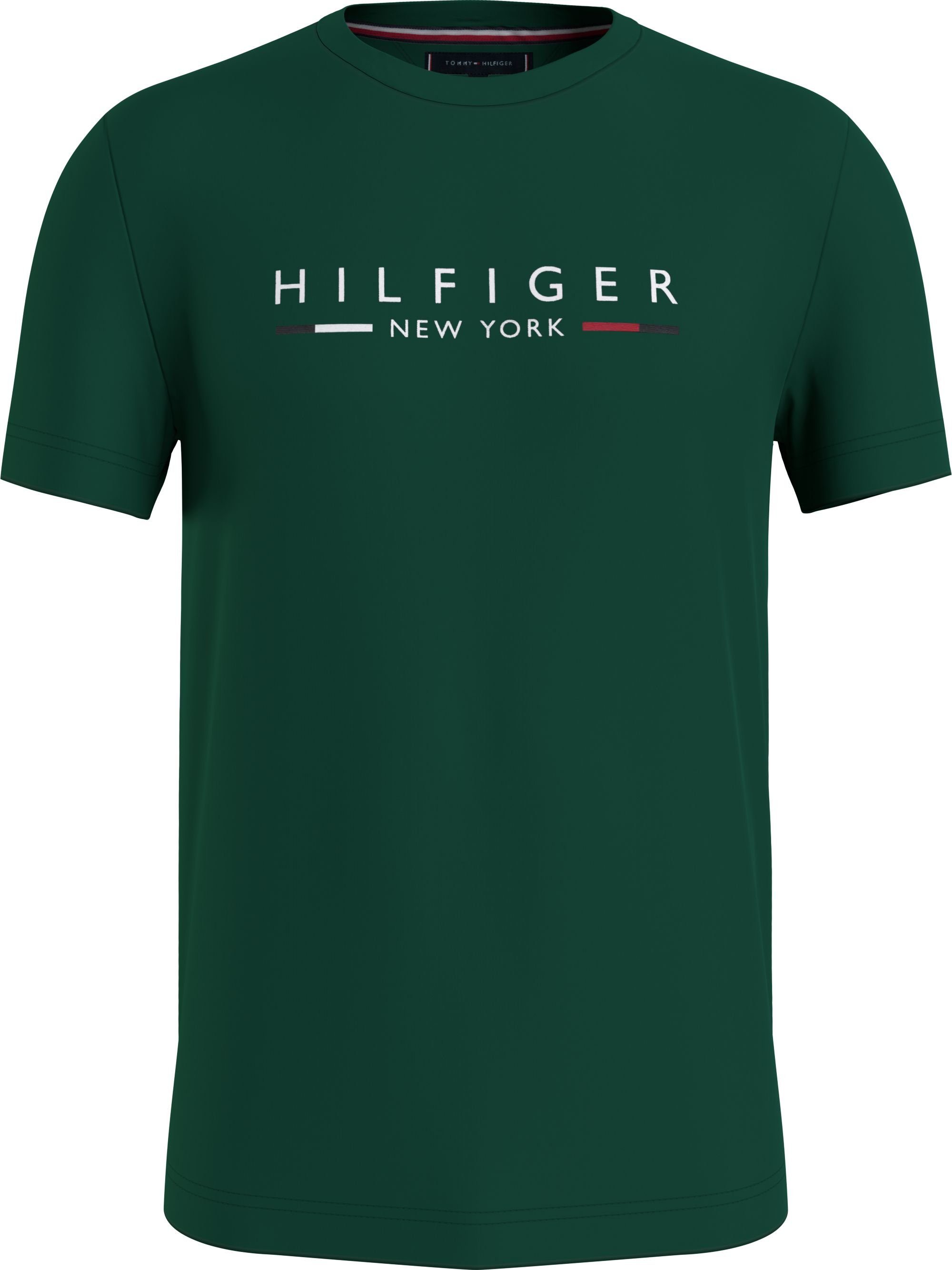 Tommy Hilfiger T-Shirt HILFIGER NEW YORK TEE mit Logoschriftzug auf der Brust grün