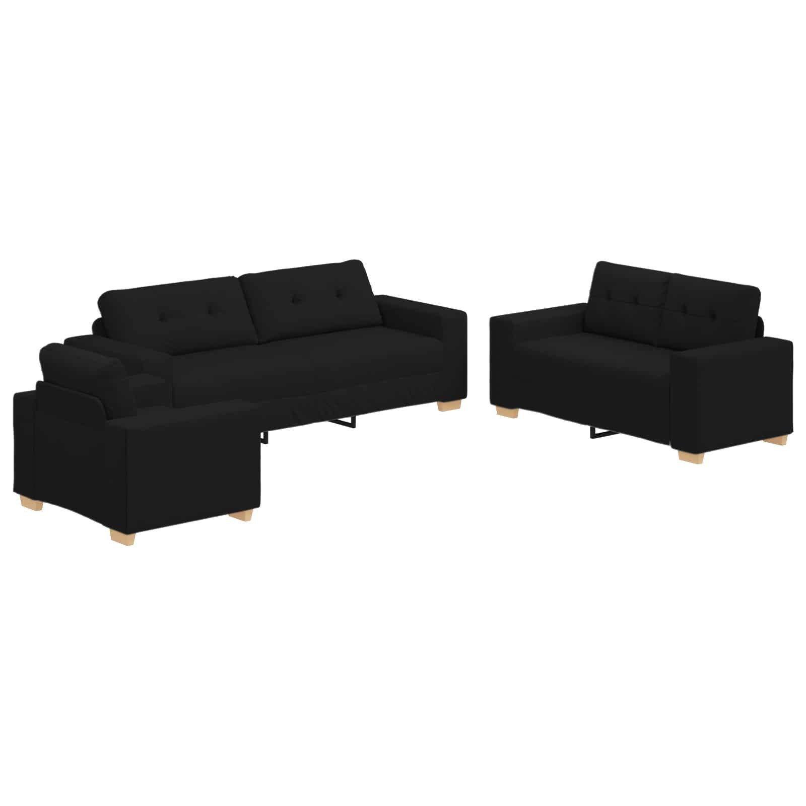 vidaXL Sofa Sofa 3 pcs Schwarz 221 x 80 x 80 cm Leinenmischgewebe, 3 Teile