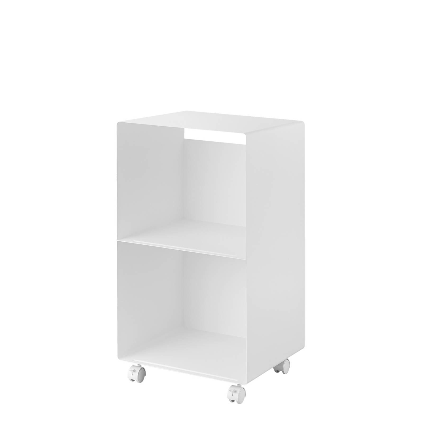 Yamazaki Regal Tower Schallplattenregal 2 Ebenen Metall Aufbewahrung Ständer, - 1-tlg., 2 Ebenen, 4 Rollen, Stellfläche für das Cover der aufgelegten Platte