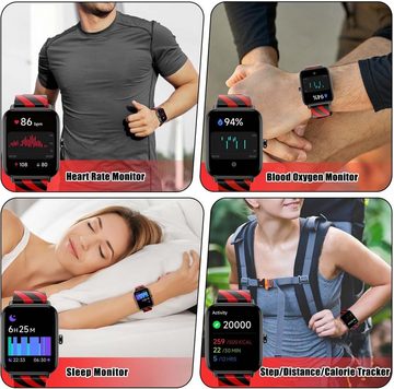 HUYVMAY Smartwatch (1,8 Zoll, Android, iOS), Mit Herzfrequenz Schlafmonitor Schrittzähler,Fitness Tracker Sportuhr