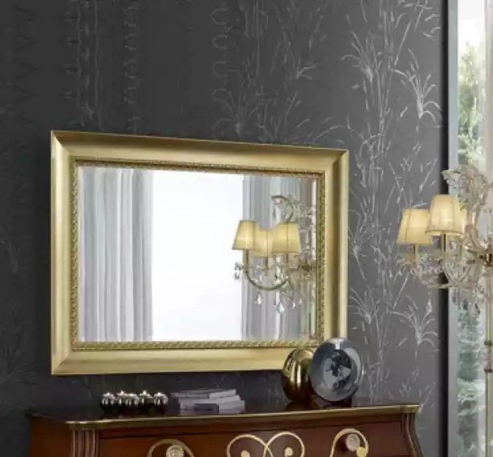 JVmoebel Wandspiegel Eleganter Hängespiegel mit goldfarbenem Holzrahmen im Art Deco Stil (1-St., 1x nur Spiegel), Made in Europa