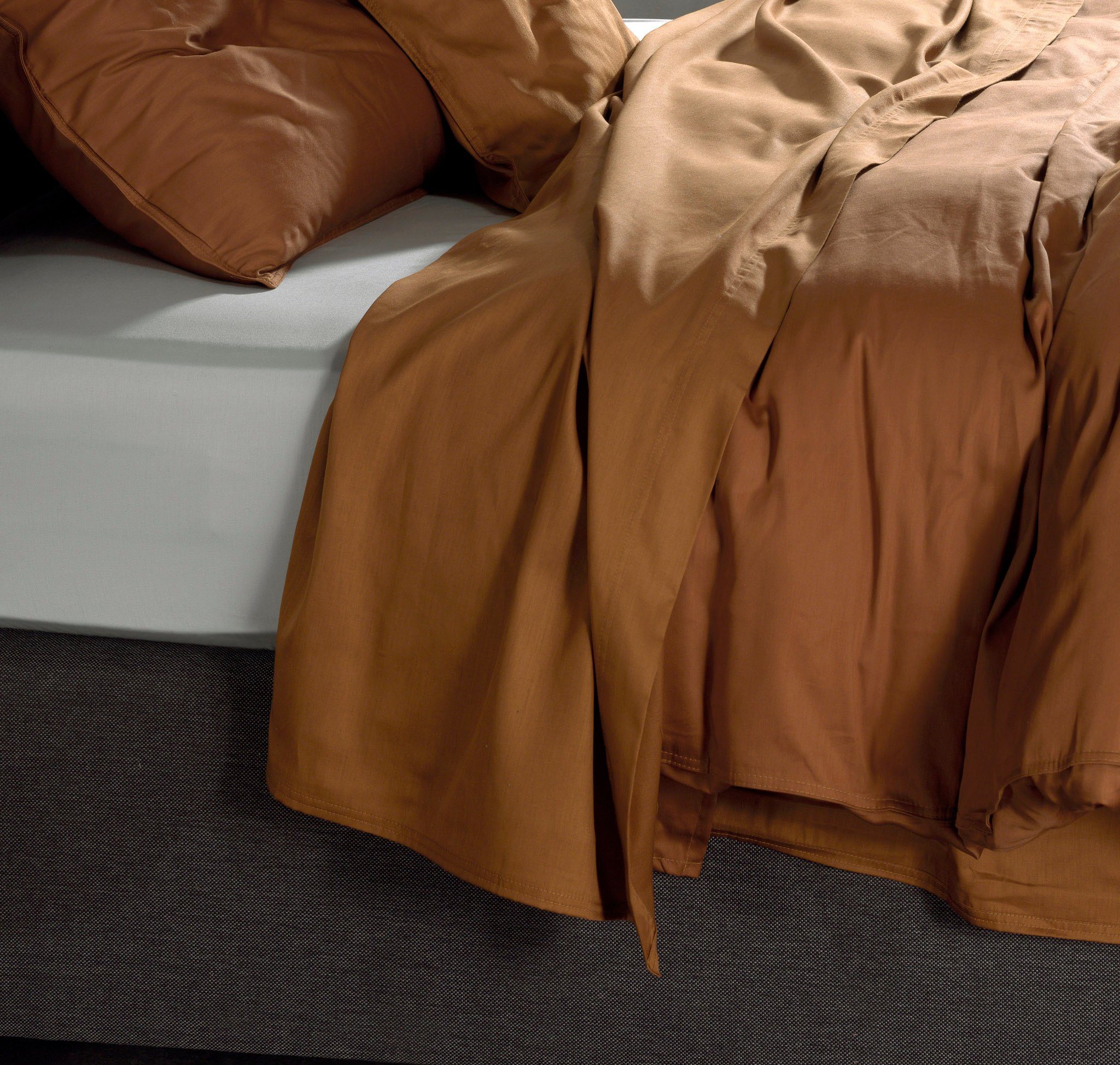 Bettwäsche Zo!Home Bettwäsche Satinado 155x220 100% Baumwolle Mako-Satin Cognac, Zo!Home, Baumolle, 2 teilig, Bettbezug Kopfkissenbezug Set kuschelig weich hochwertig