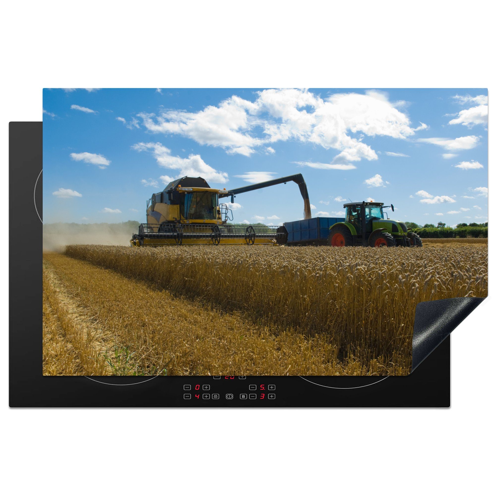 MuchoWow Herdblende-/Abdeckplatte Traktor - Bauernhof - Landleben - Ernte - Getreide, Vinyl, (1 tlg), 81x52 cm, Ceranfeldabdeckung, Arbeitsplatte für küche