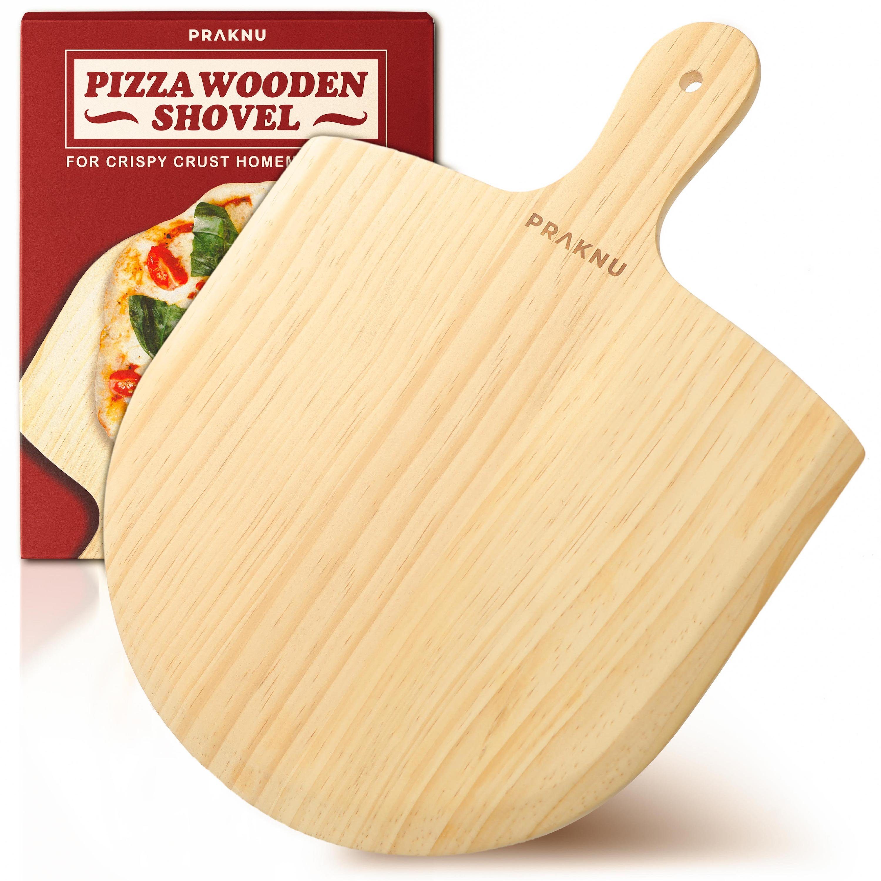 Praknu Pizzaschieber Praknu Pizzaschaufel Holz, (Packung, 1 tlg), Naturbelassen - Aus Kiefernholz - Geschliffene Kanten - Für Pizza mit Ø 28-30 cm | Pizzaschneider