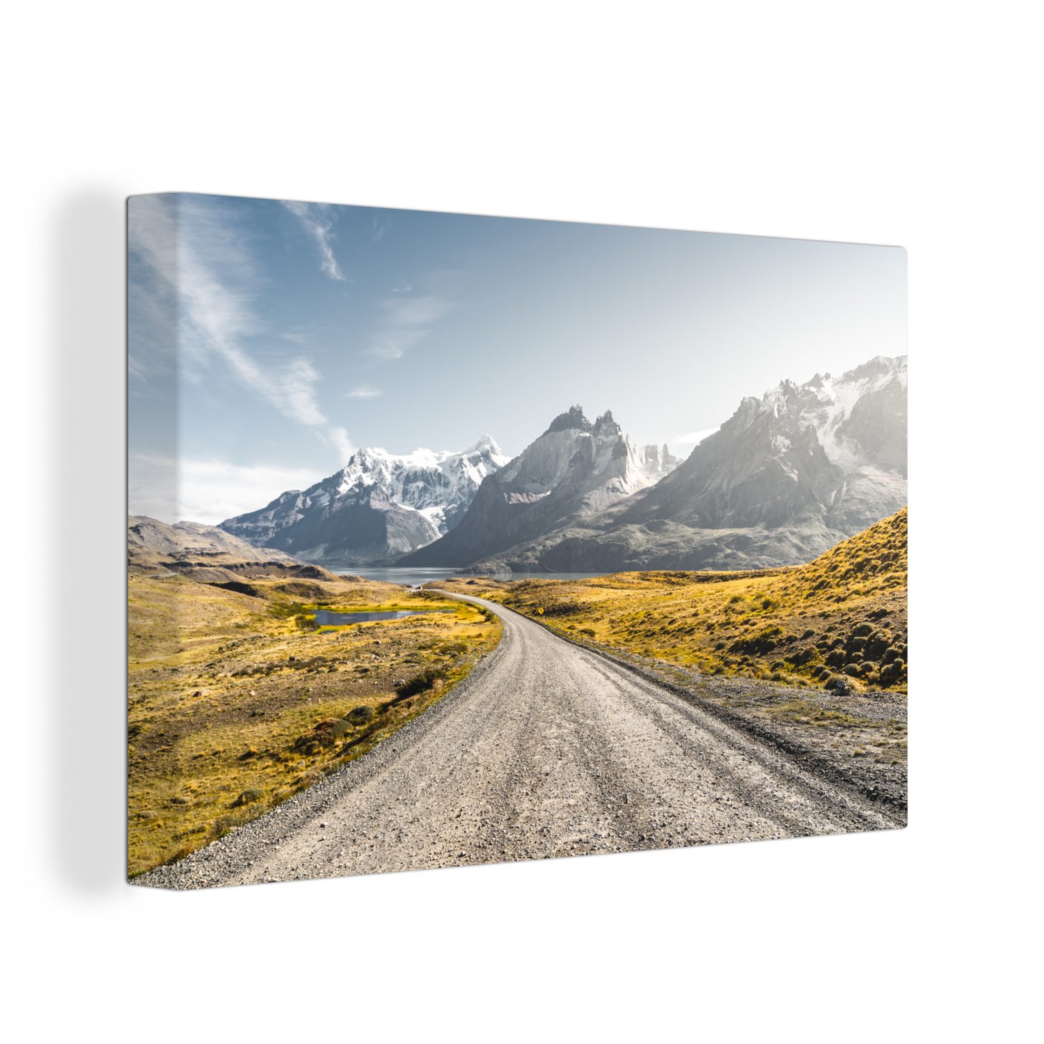 OneMillionCanvasses® Leinwandbild Schotterweg durch die Natur, (1 St), Wandbild Leinwandbilder, Aufhängefertig, Wanddeko, 30x20 cm