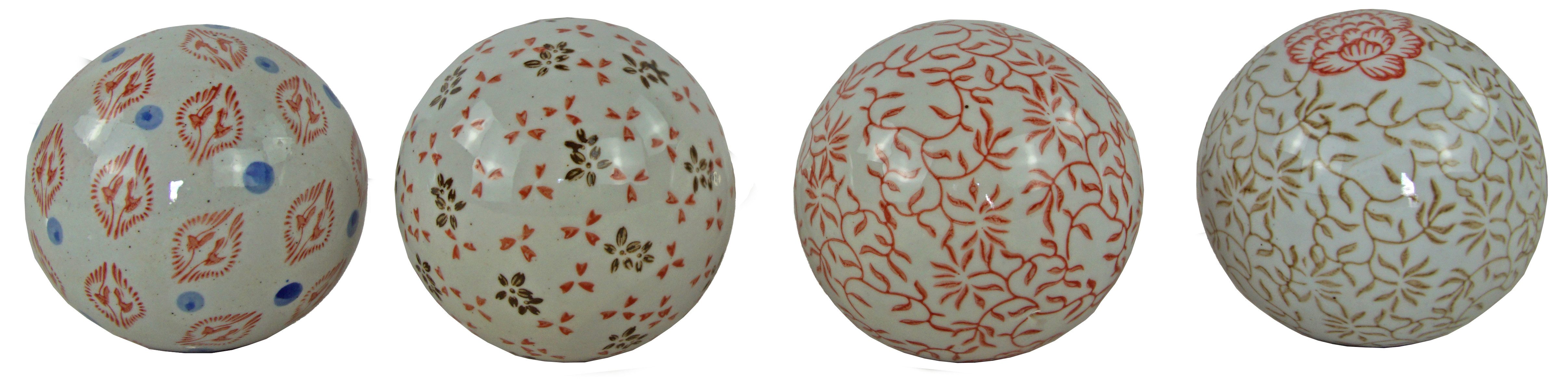 Denk Dekokugel Trendige Design-Kugeln Blütenhauch im floralen Abstract-Look - 4 tlg. (Set, 4 St., 4tlg), Wiederverwendbar, Dekorativ, Dekokugeln