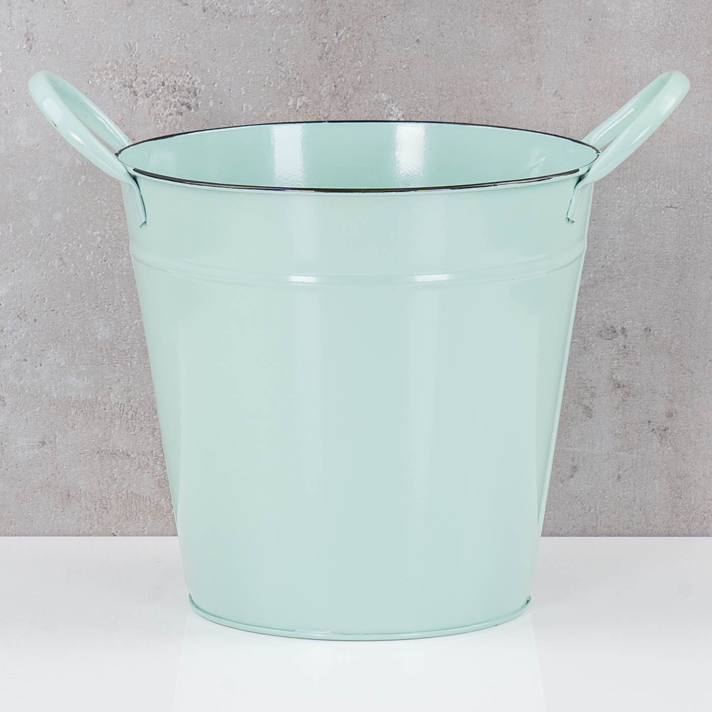 Levandeo® Kräutertopf, Pflanztopf Metall Eimer 18cm Grün Blumentopf Pflanzkübel Garten